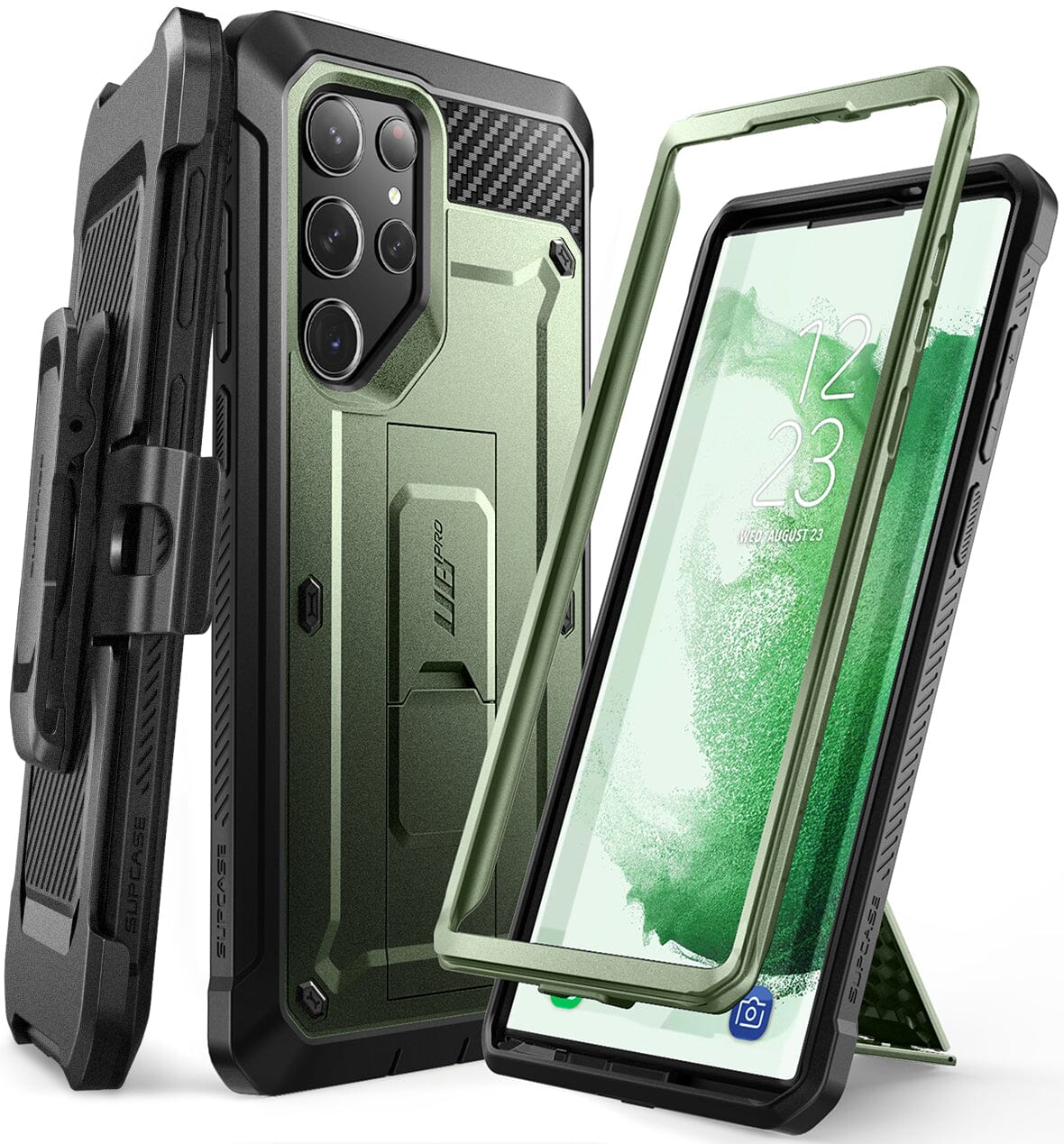 SUPCASE Unicorn Beetle Pro Series Case Designed for Galaxy S23 Series 5G (2023 Release), Full-Body Dual Layer Rugged Holster & Kickstand Case Without Built-in Screen Protector ONE2WORLD Dark Green S23 Ultra 