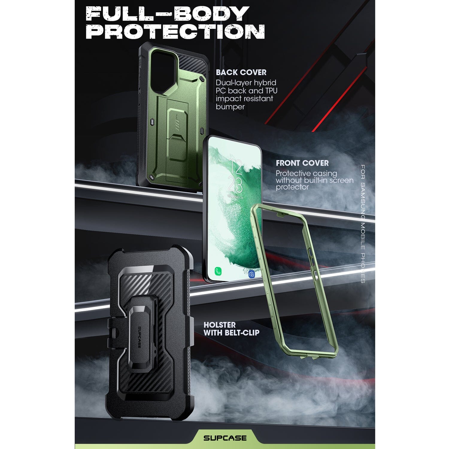 SUPCASE Unicorn Beetle Pro Series Case Designed for Galaxy S23 Series 5G (2023 Release), Full-Body Dual Layer Rugged Holster & Kickstand Case Without Built-in Screen Protector ONE2WORLD 