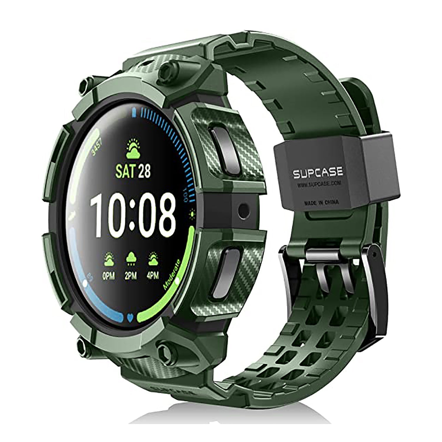 SUPCASE [Unicorn Beetle Pro] Series Case for Samsung Galaxy Watch 5 Pro 45mm 2022 Release, Rugged Protective Case with Strap Bands ONE2WORLD Dark Green 