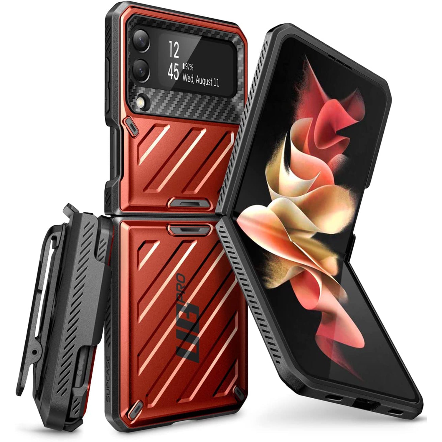 Supcase Unicorn Beetle Pro Series Full-Body Rugged Holster Case for Samsung Galaxy Z Flip 3 5G (2021) (Without Build-in Screen Protector) Default Supcase Ruddy 