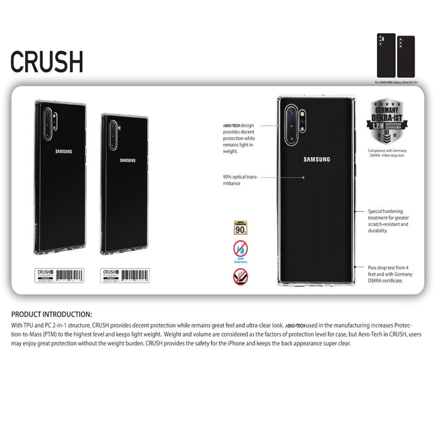 Switcheasy Crush Hybrid Protective Clear Case for Samsung Galaxy Note 10, Clear Samsung Case Switcheasy 