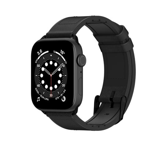 Switcheasy Hybrid Silicone Leather Watch Band for Apple watch 38mm/40mm/41mm Default Switcheasy Brlack 