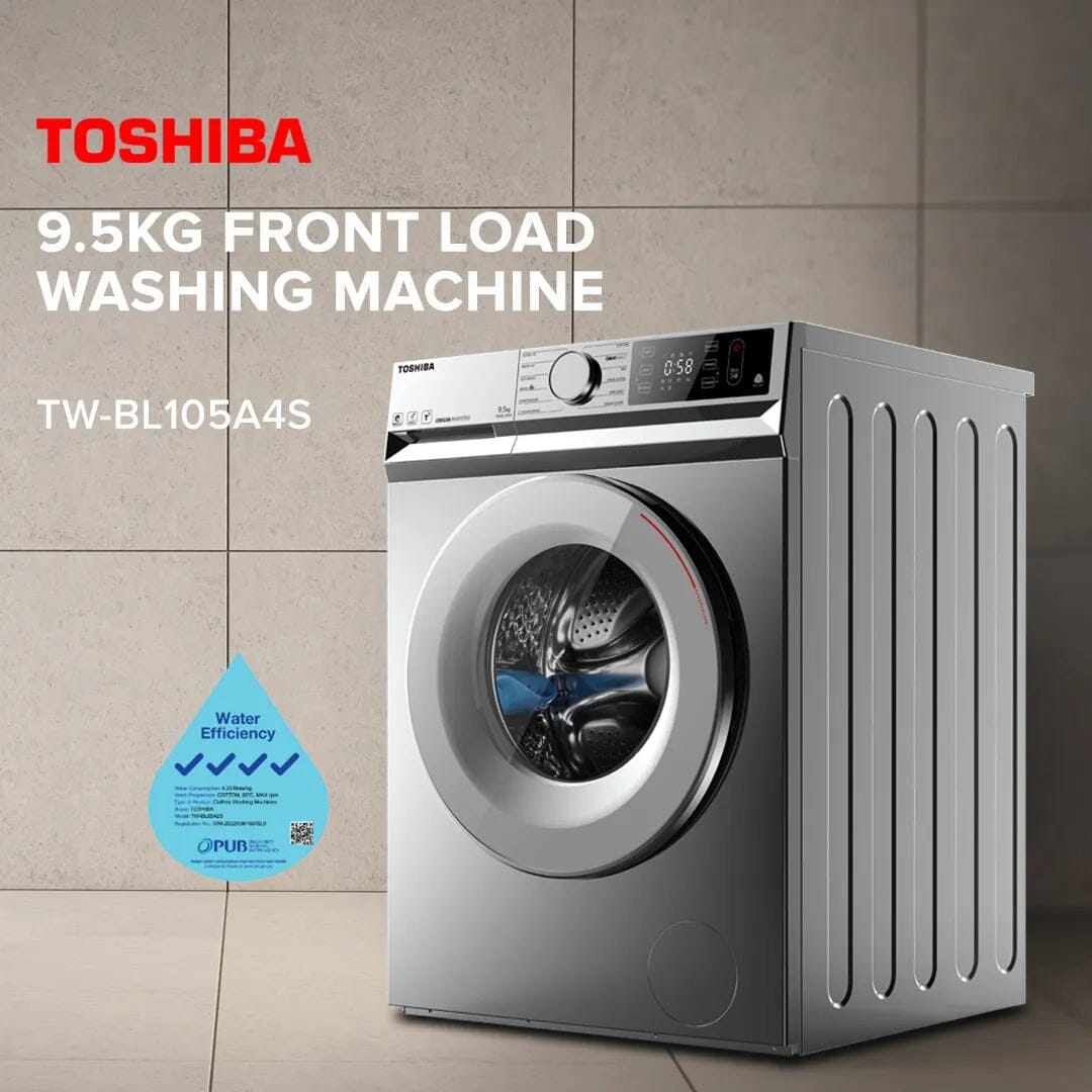 Toshiba 9.5kg T11 TW-BL105A4S Dark SilverFront Load Washing Machine with Wi-Fi Control, Water Efficiency 4 Ticks Toshiba 