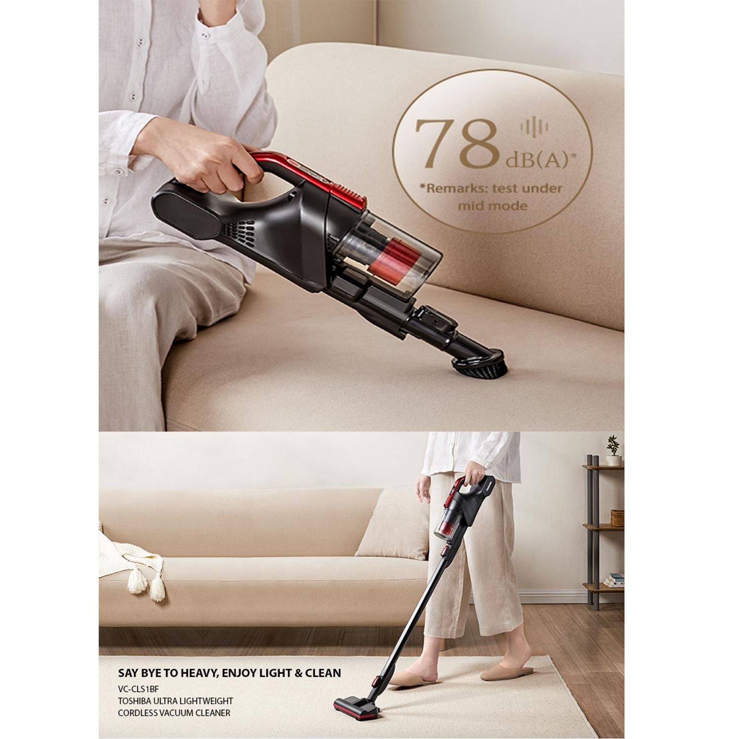 Toshiba VC-CLS1BF(R) Ultra Light Weight Hand Stick Vacuum Cleaner Vacuum Toshiba 