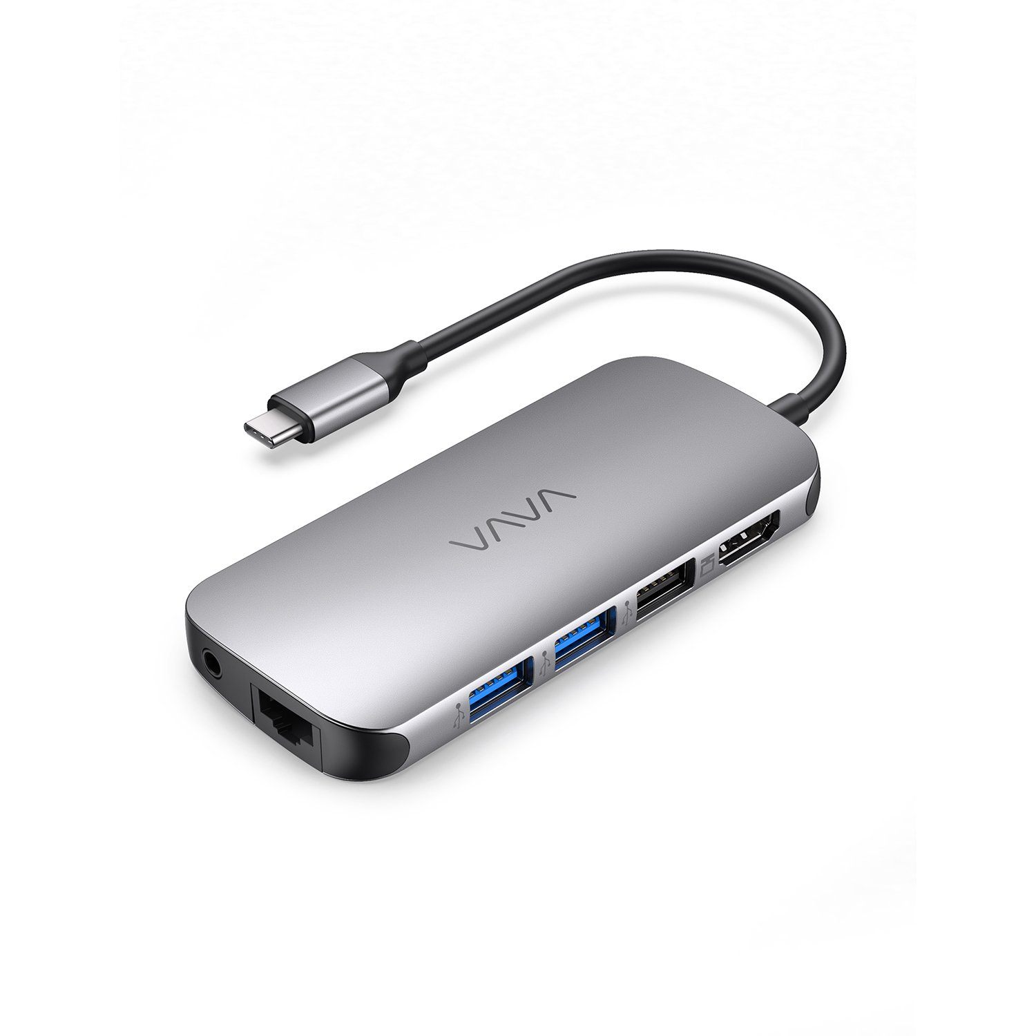 VAVA VA-UC016 9 in 1 USB C Hub with Ethernet Port, PD Power Delivery, 4K USB C to HDMI, USB 3.0 Ports, Audio Port, SD/TF Card Reade, Gray Default VAVA 