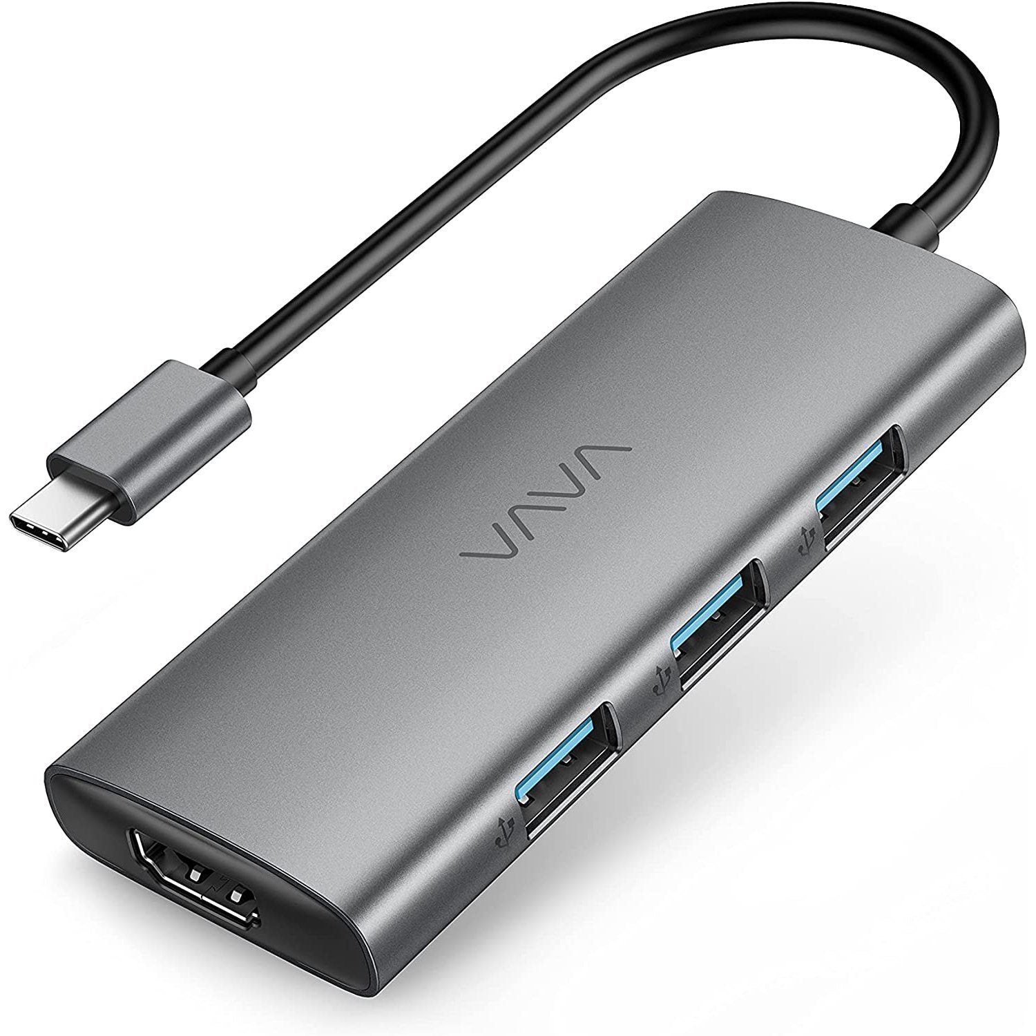 VAVA VA-UC017 7 in 1 USB C Hub with 4K USB-C to HDMI, 3 USB 3.0 Ports, SD/TF Cards Reader, 100W Power Delivery Dock, Gray Default VAVA Default 