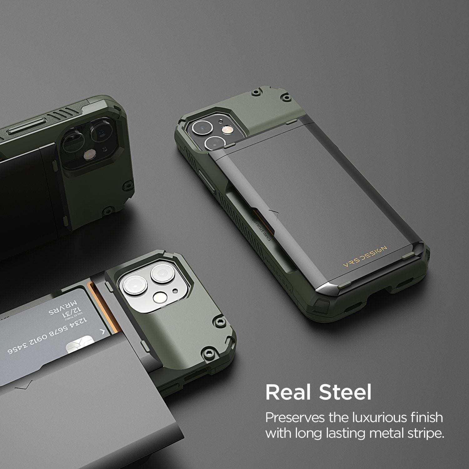VRS Design Damda Glide Pro Case for iPhone 12 mini 5.4"(2020), Green Logo Default VRS Design 