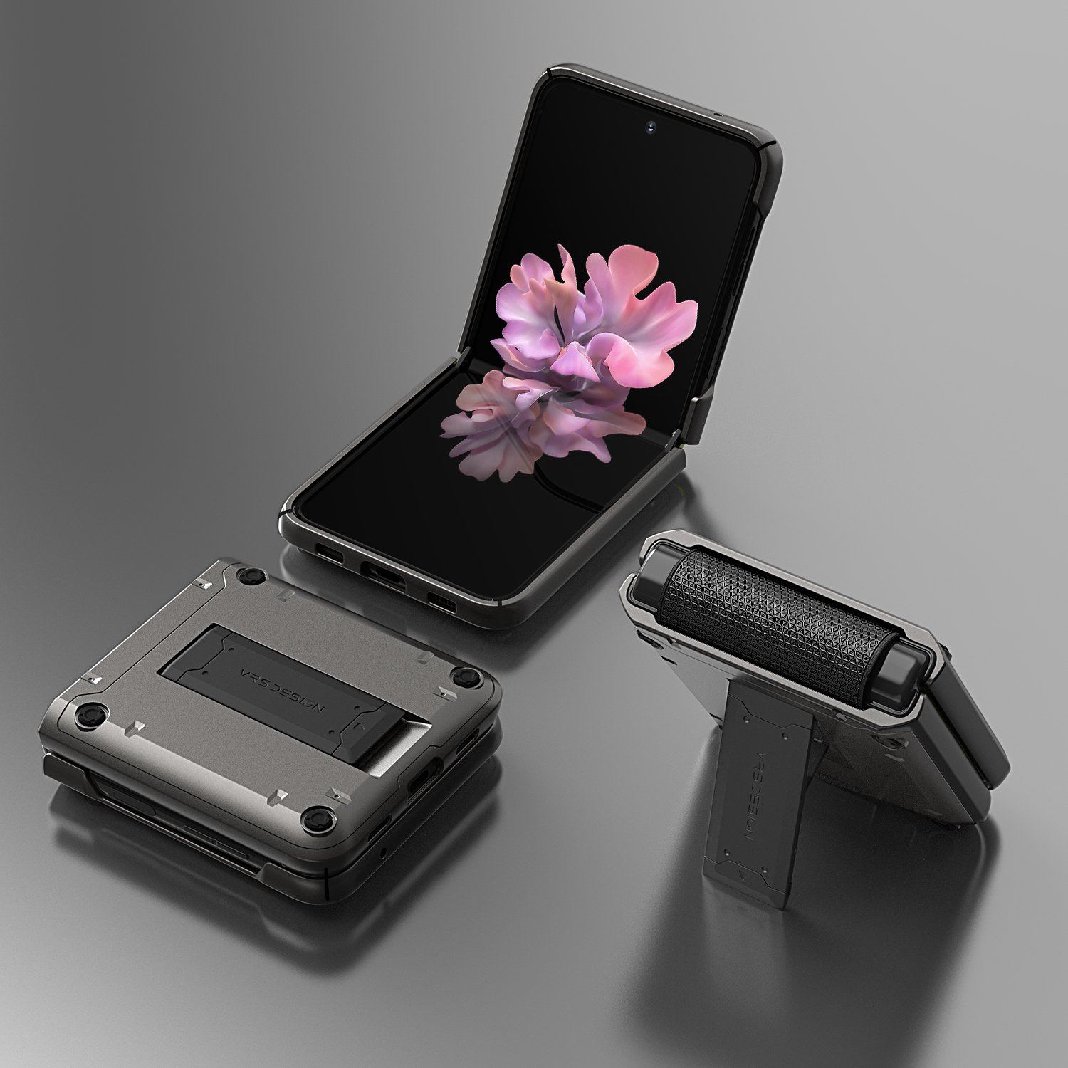 VRS Design QuickStand Active Case for Samsung Galaxy Z Flip 3, Metal Black Default VRS Design 
