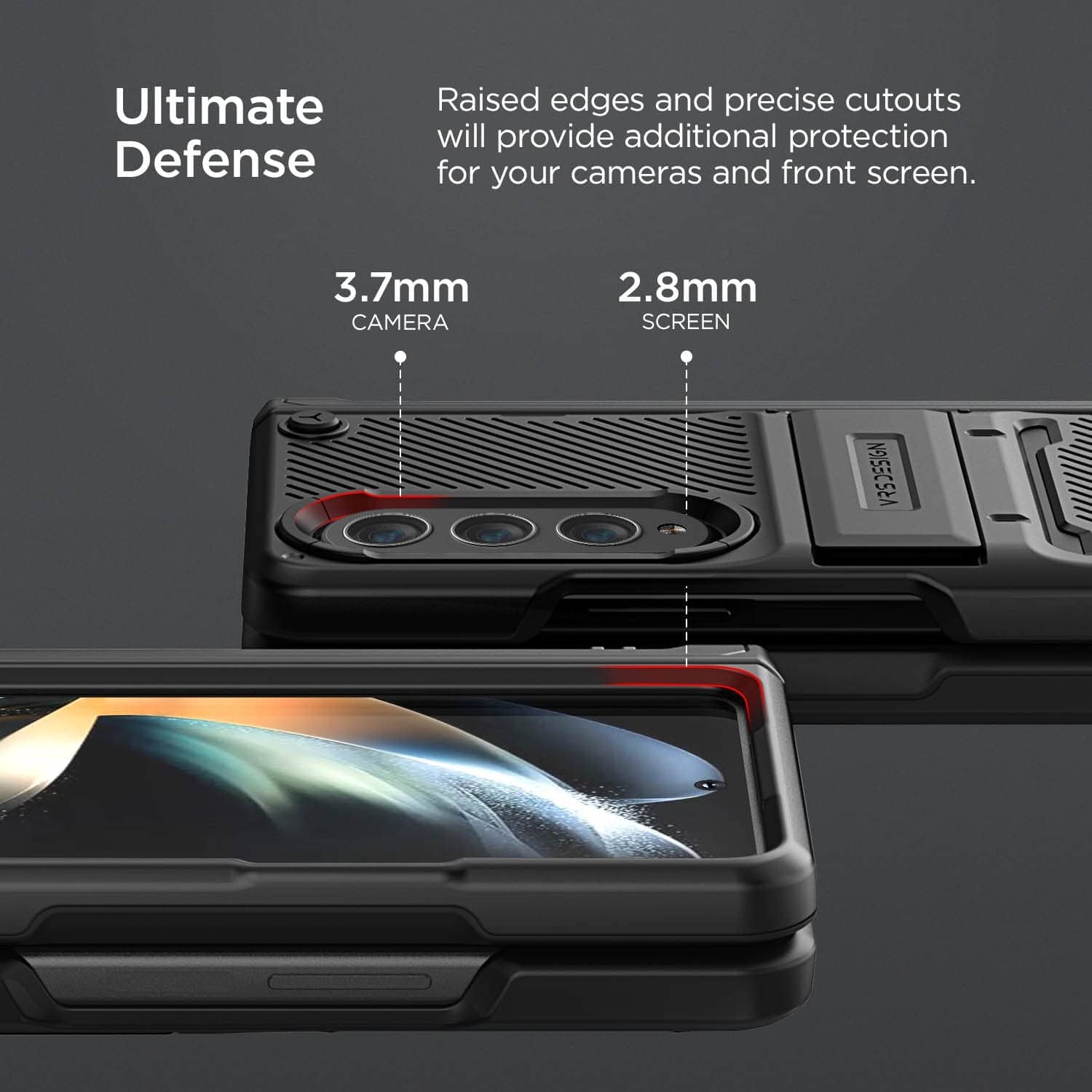 VRS Design QuickStand Active S Case for Samsung Galaxy Z Fold 4, Matte Black ONE2WORLD 