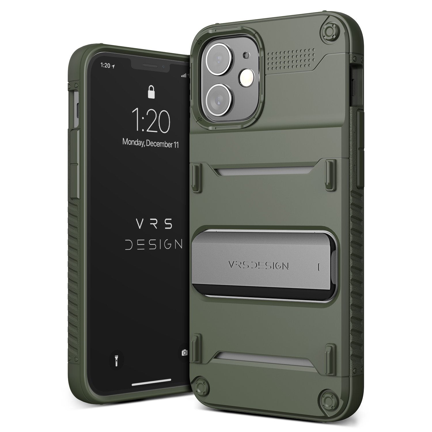 VRS Design Quickstand Case for iPhone 12 mini 5.4"(2020), Green/Metal Black Default VRS Design 