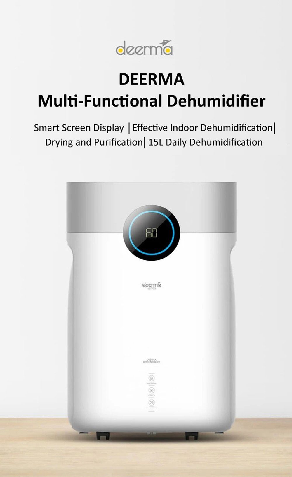 Xiaomi Deerma DT16C 15L Dual Display Multifunctional Smart Screen Purification Air Dehumidifier 24 Hours Appointment Default Deerma 