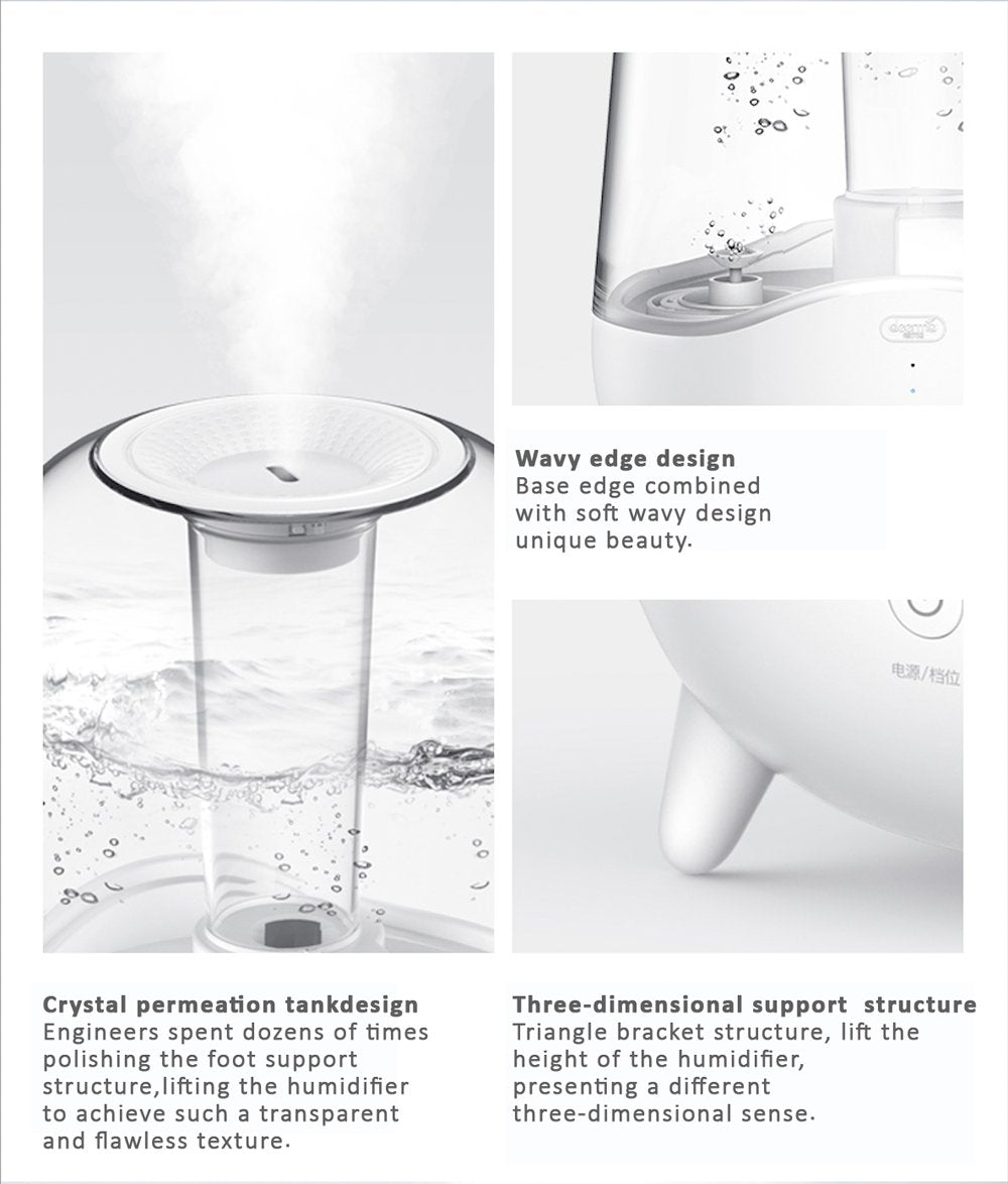 Xiaomi Deerma F325 Ultrasonic Cool Mist Humidifier 5L Silent Aromatherapy Diffuser Transparent Water Tank, White Default Deerma 