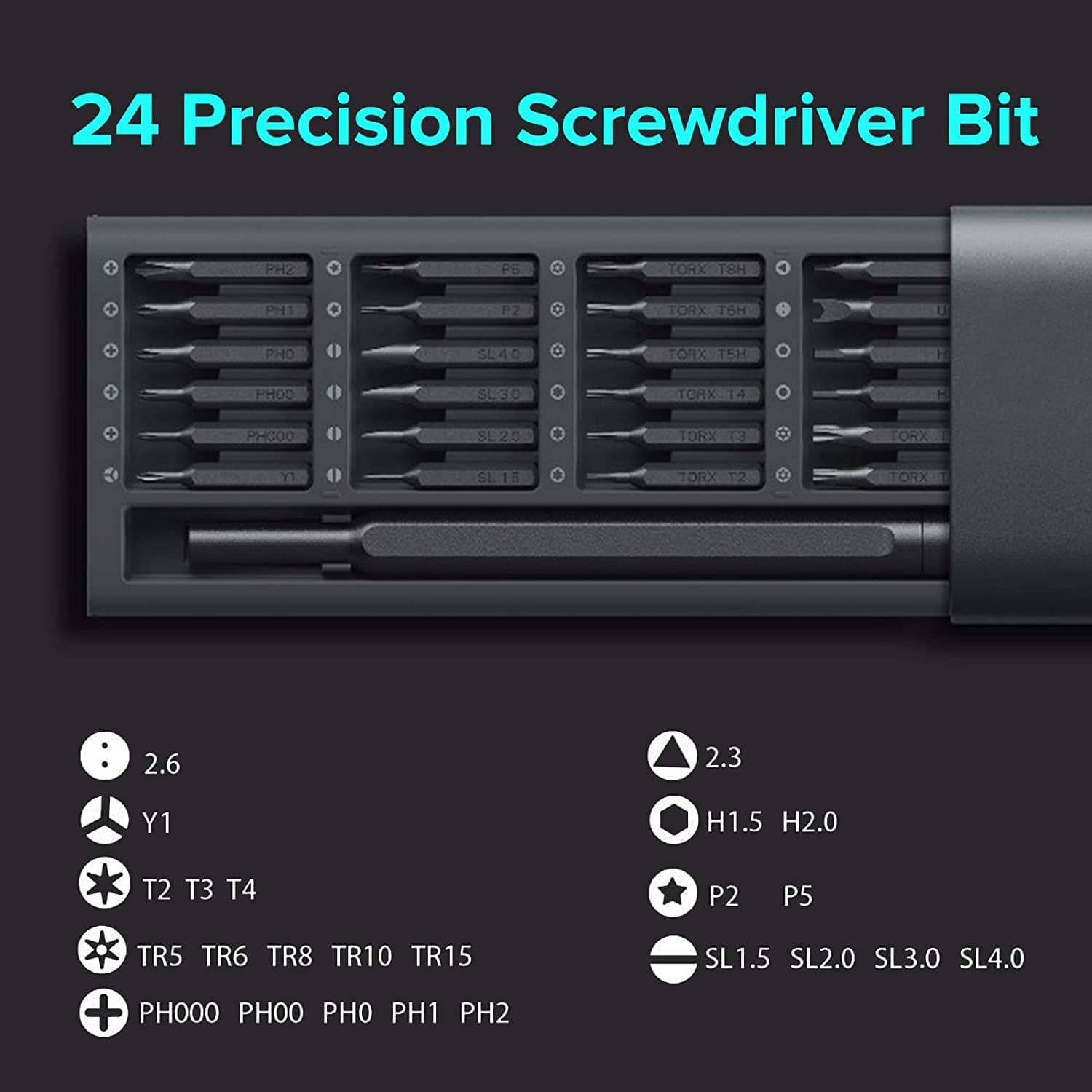 Xiaomi Mi Precision Screwdriver Set, 24 Magnetic Driver Bit Set, Pocket Screwdriver Tool Set, Mini Screwdriver Kit, Repair Tool Kit for Electronics ONE2WORLD 