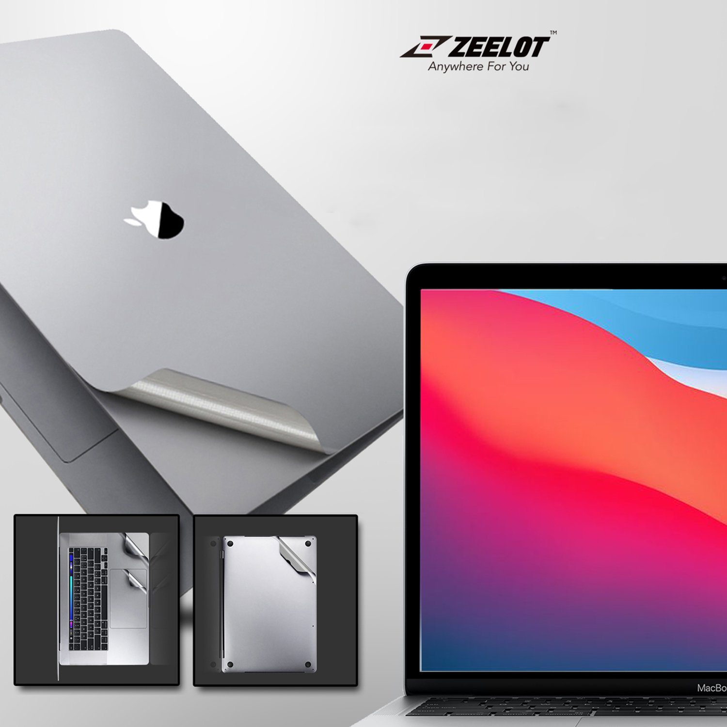 ZEELOT 6 in 1 Full Body Guard for MacBook Air 13"(2020), Silver Default Zeelot 