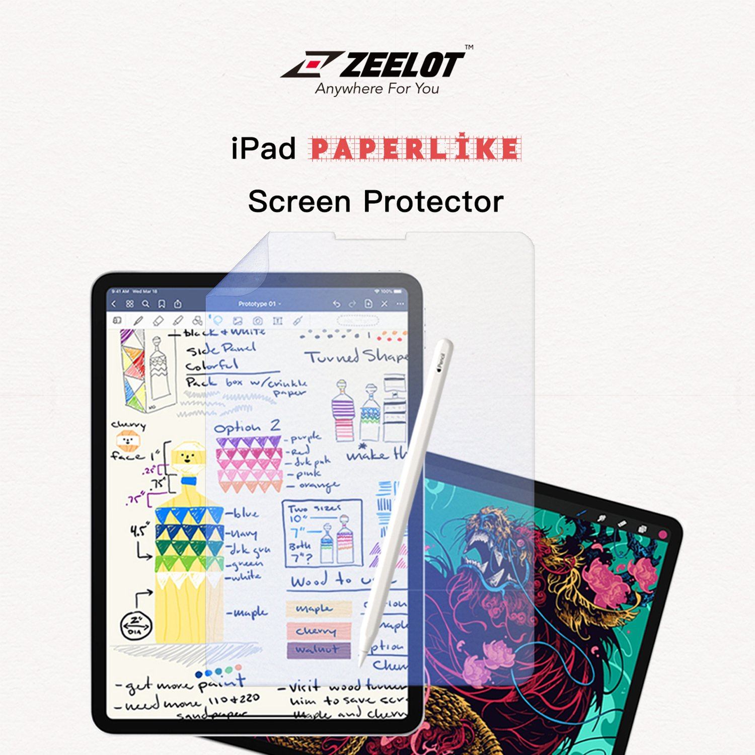 ZEELOT Anti Blue Ray Paper Like Screen Protector for iPad 11"/ iPad Air 4 10.9"(2021/2018) Default Zeelot 