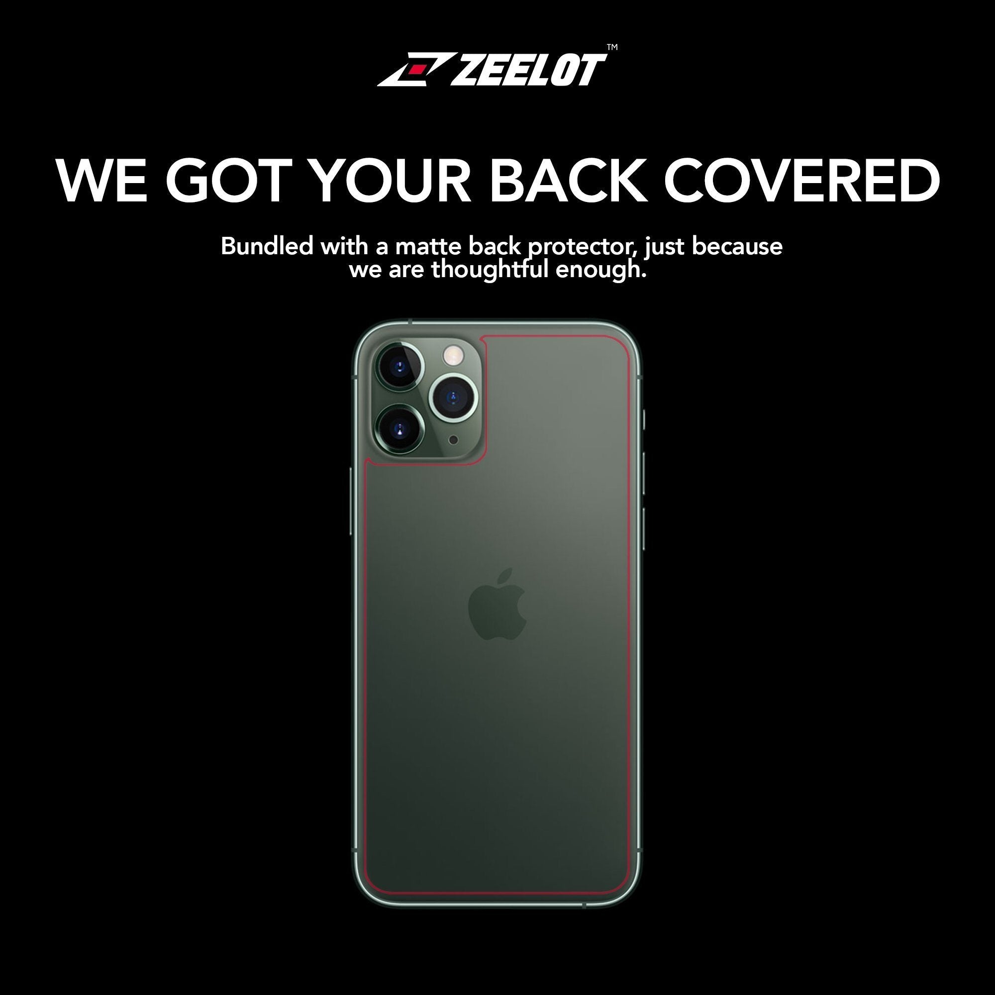 ZEELOT Camera Lens Tempered Glass and Back Film Protector for iPhone 11 Pro 5.8"(2019) Tempered Glass Zeelot 