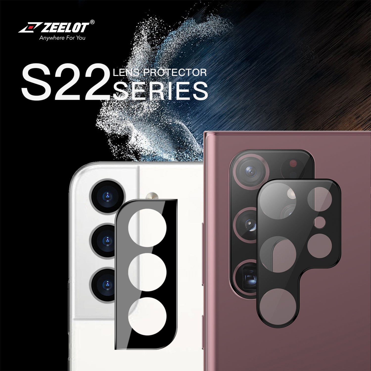 ZEELOT Integrated Camera Lens Protector for Samsung Galaxy S22/22 Plus, Black Default ZEELOT 