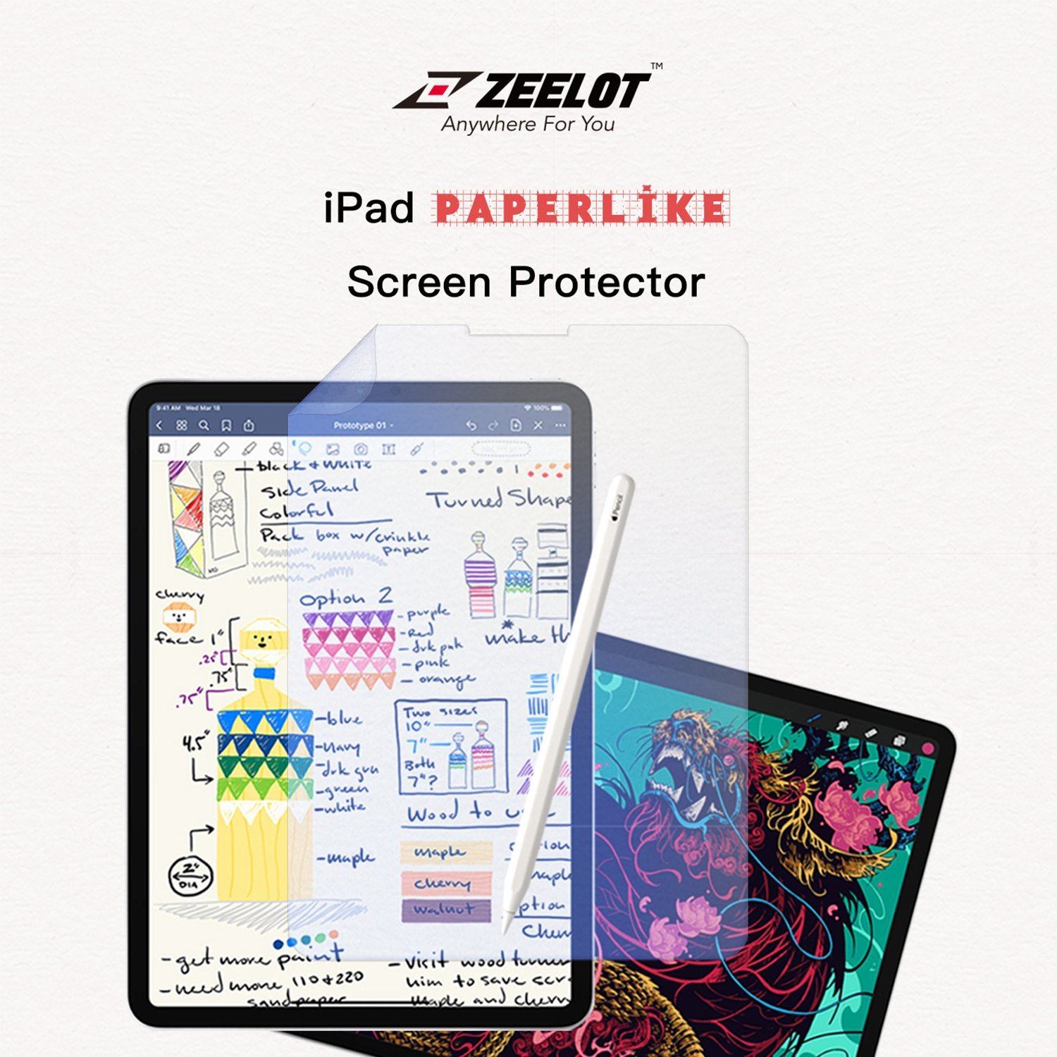 ZEELOT Paper Like Screen Protector for iPad 10.2" (2021/2020/2019), Anti Blue Ray Default ZEELOT 
