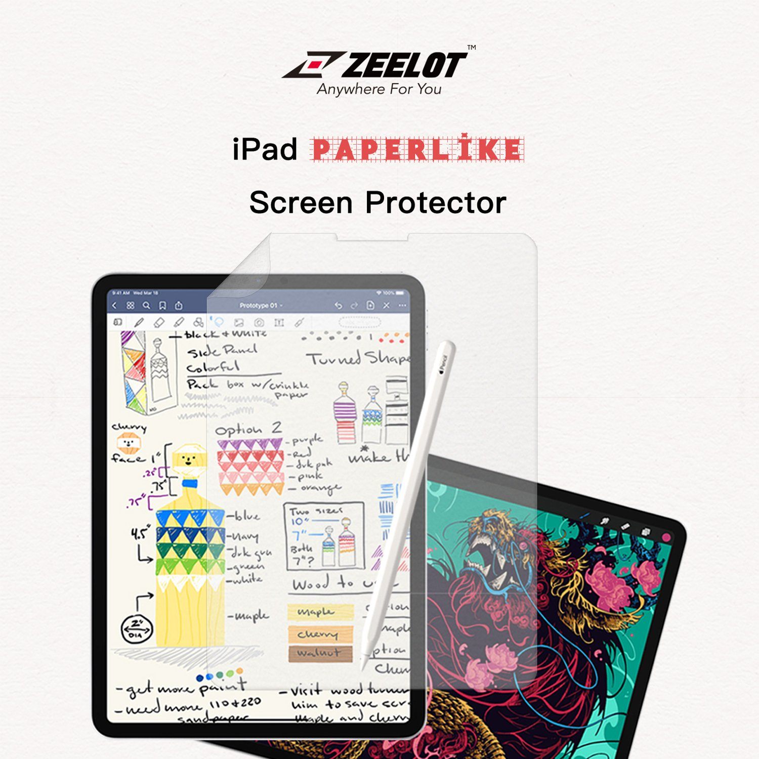 ZEELOT Paper Like Screen Protector for iPad 9.7"/Pro 9.7" (2018/2013) Default Zeelot 