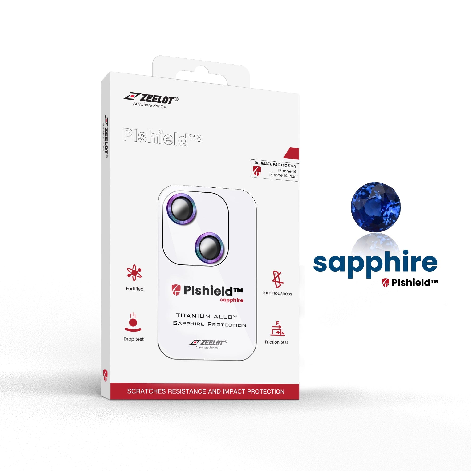 ZEELOT PIshield Sapphire Titanium Alloy Lens for iPhone 14 Series ONE2WORLD Iridescent iPhone 14 6.1"/14 Plus 