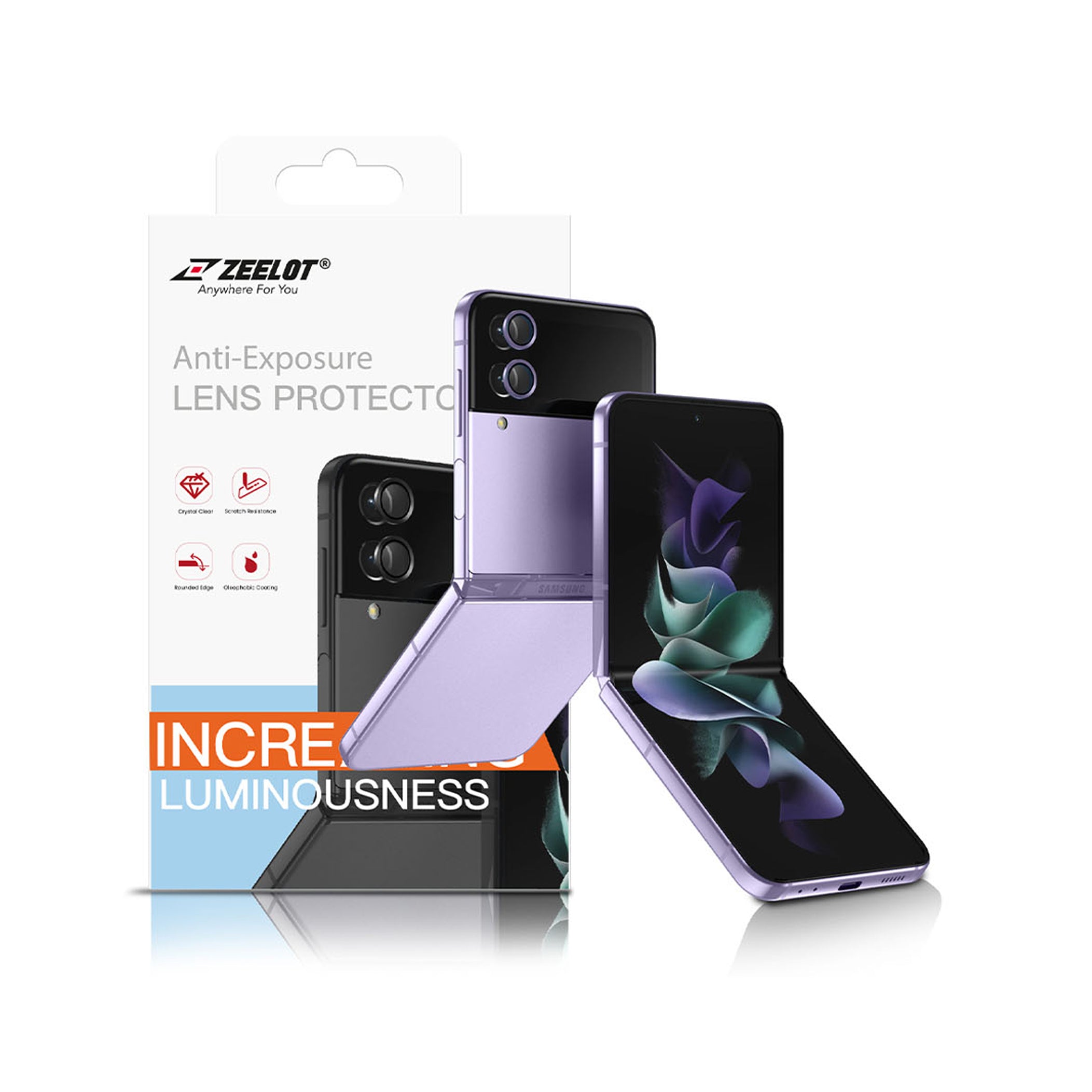 ZEELOT PIshield Titanium Alloy Lens Protector for Samsung Galaxy Z Flip 4 ONE2WORLD Purple 