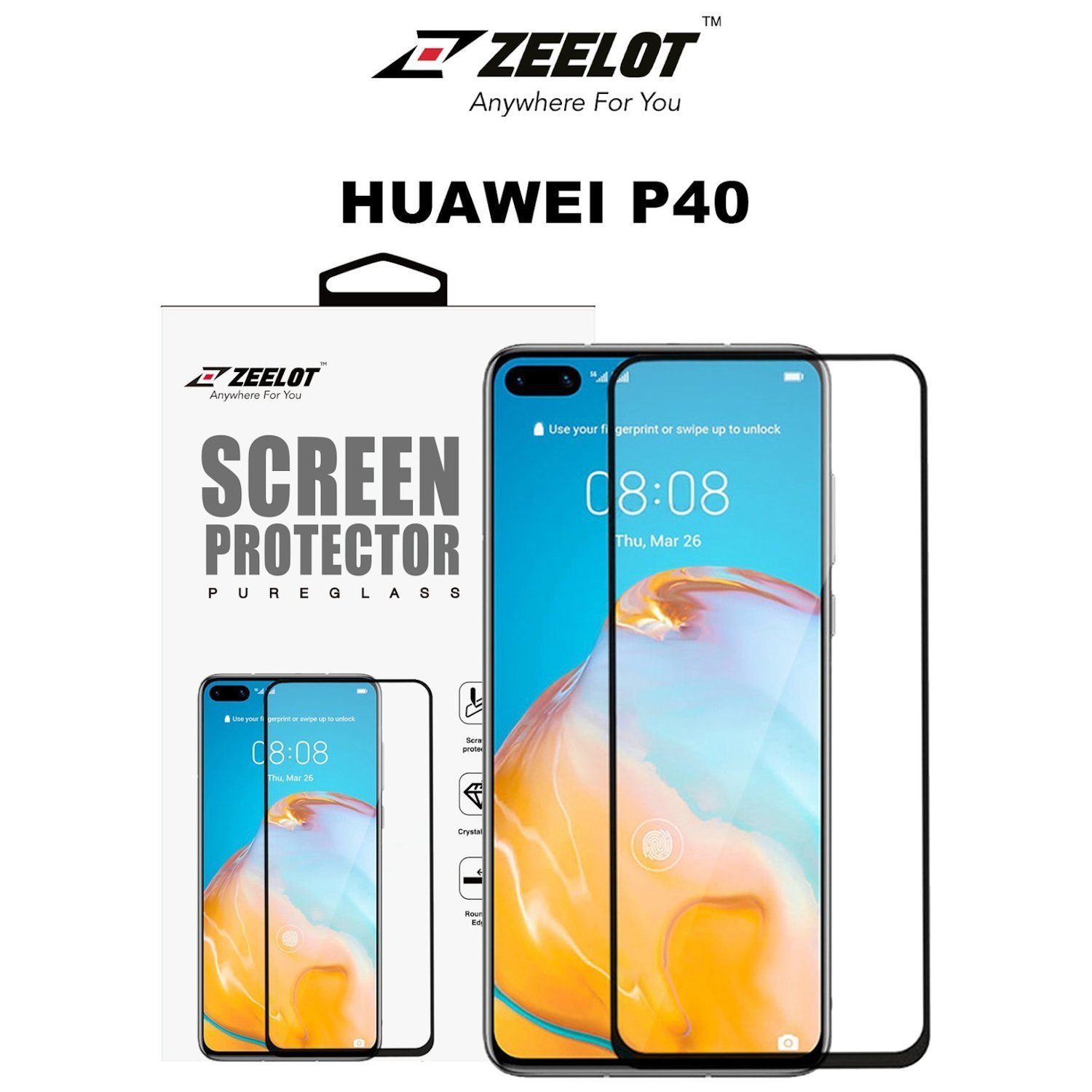 ZEELOT PureGlass 2.5D Clear Tempered Glass Screen Protector for Huawei P40(2020) P40 Zeelot 
