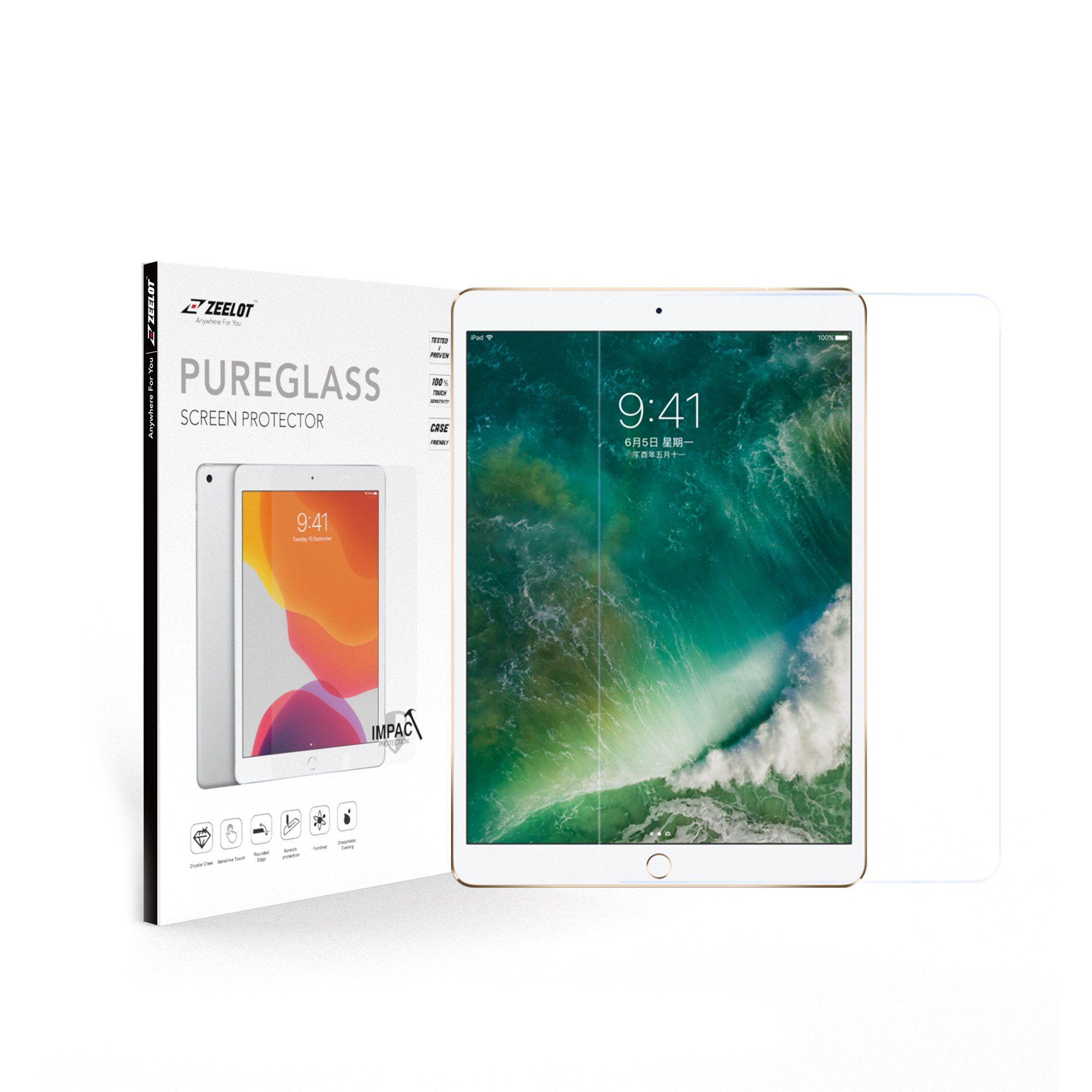 ZEELOT PureGlass 2.5D Clear Tempered Glass Screen Protector for iPad 9.7"/Pro 9.7" (2018/2013) Tempered Glass Zeelot 