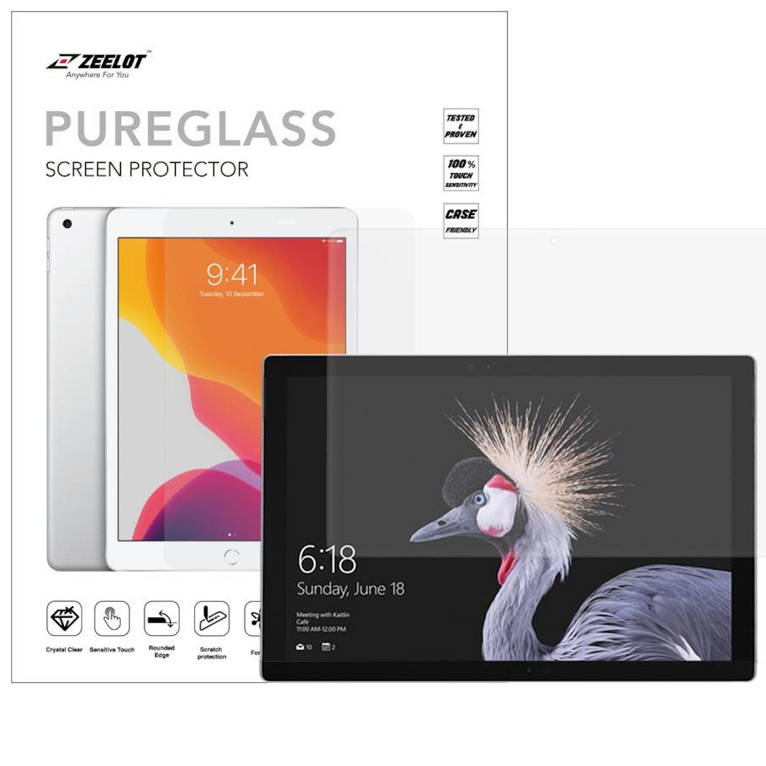 ZEELOT PureGlass 2.5D Clear Tempered Glass Screen Protector for Microsoft Surface Pro 4/5 Tempered Glass Zeelot 