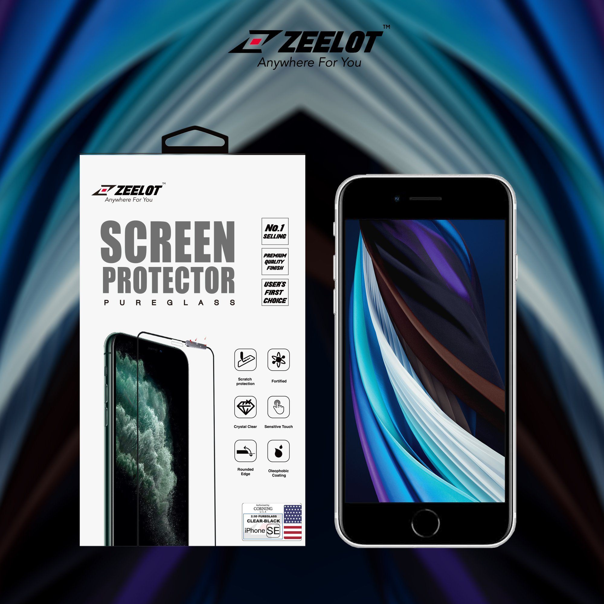 ZEELOT PureGlass 2.5D Matte Tempered Glass Screen Protector for iPhone SE 2nd Generation iPhone SE Zeelot 