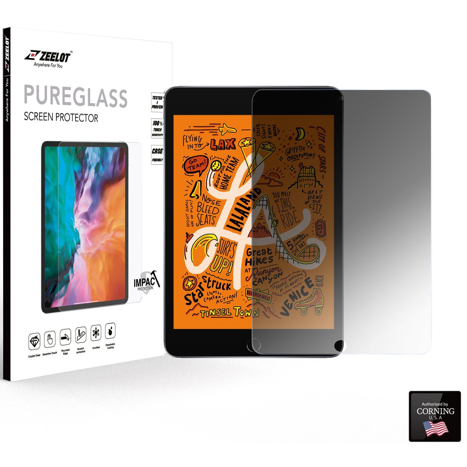 ZEELOT PureGlass 2.5D Privacy Corning Tempered Glass Screen Protector for iPad Mini 5/4 7.9" (2019-2015) Default Zeelot 