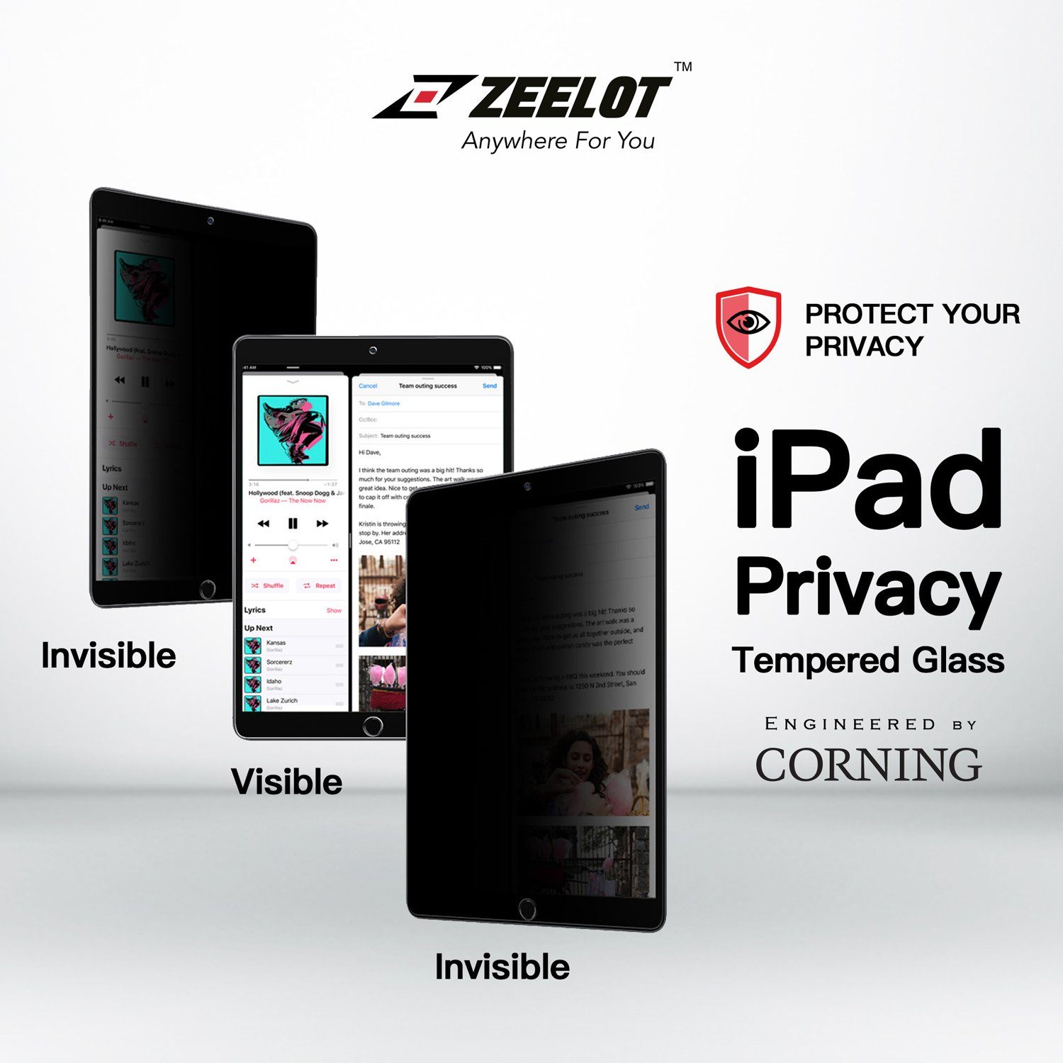 ZEELOT PureGlass 2.5D Privacy Screen Protector for iPad 10.5" (2019-2017) Default Zeelot 