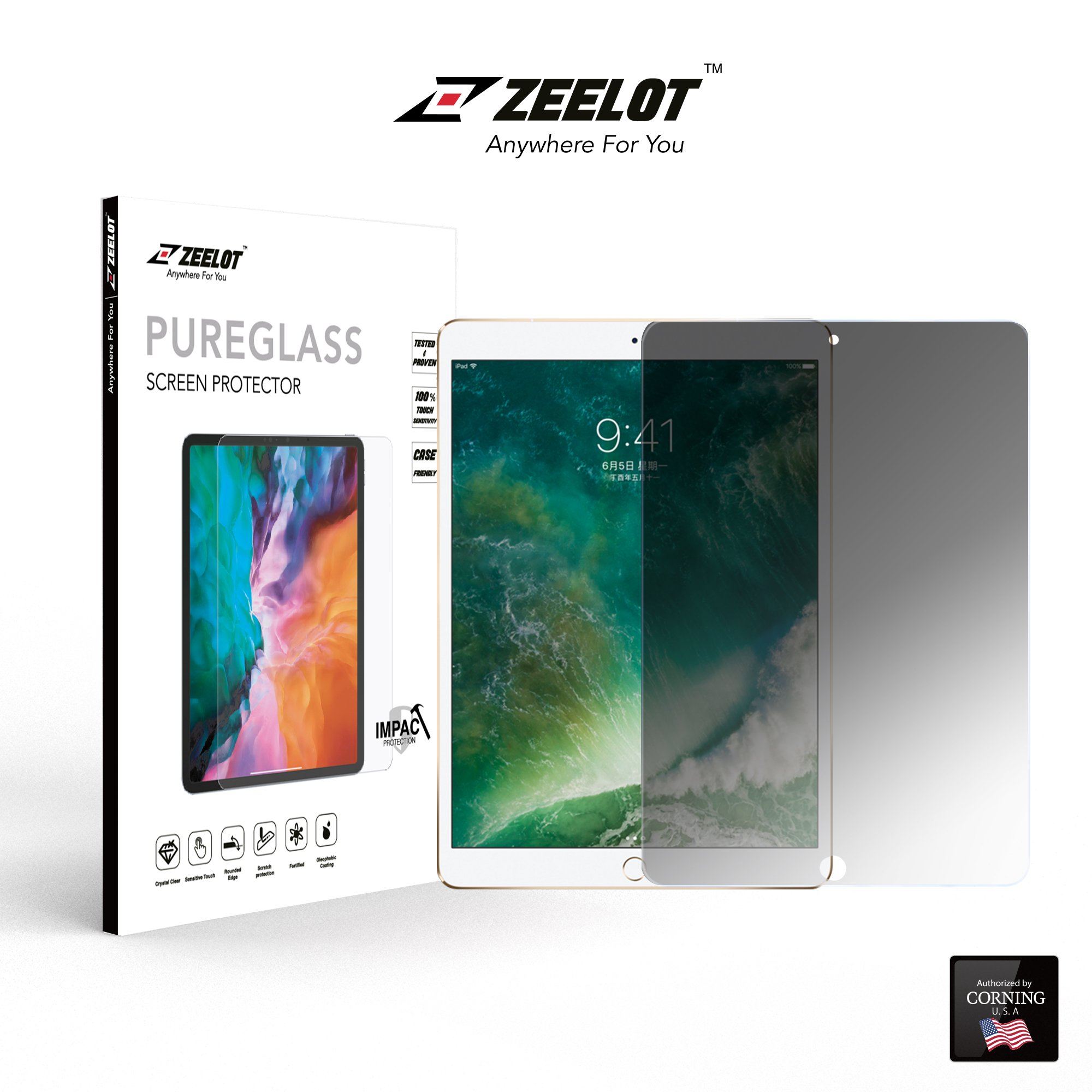 ZEELOT PureGlass 2.5D Privacy Screen Protector for iPad 9.7" (2018-2013) Default Zeelot Default 