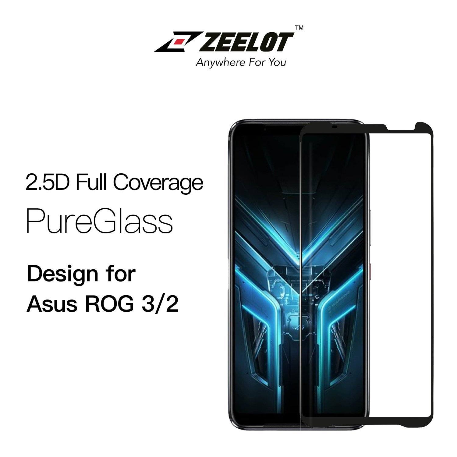 ZEELOT PureGlass 2.5D Tempered Glass Screen Protector for Asus ROG 2/3, Clear Privacy Tempered Glass ZEELOT 