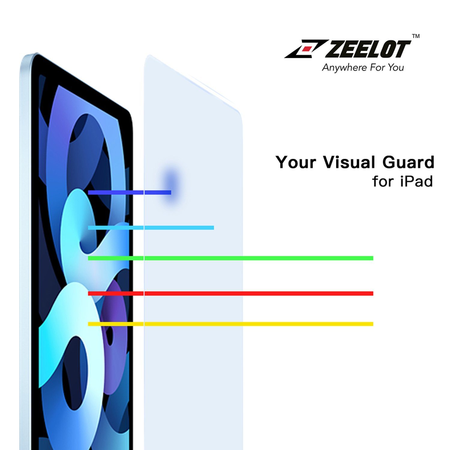 ZEELOT PureGlass 2.5D Tempered Glass Screen Protector for iPad Air/Pro 10.5" (2019/2017), Anti Blue Ray Default ZEELOT 