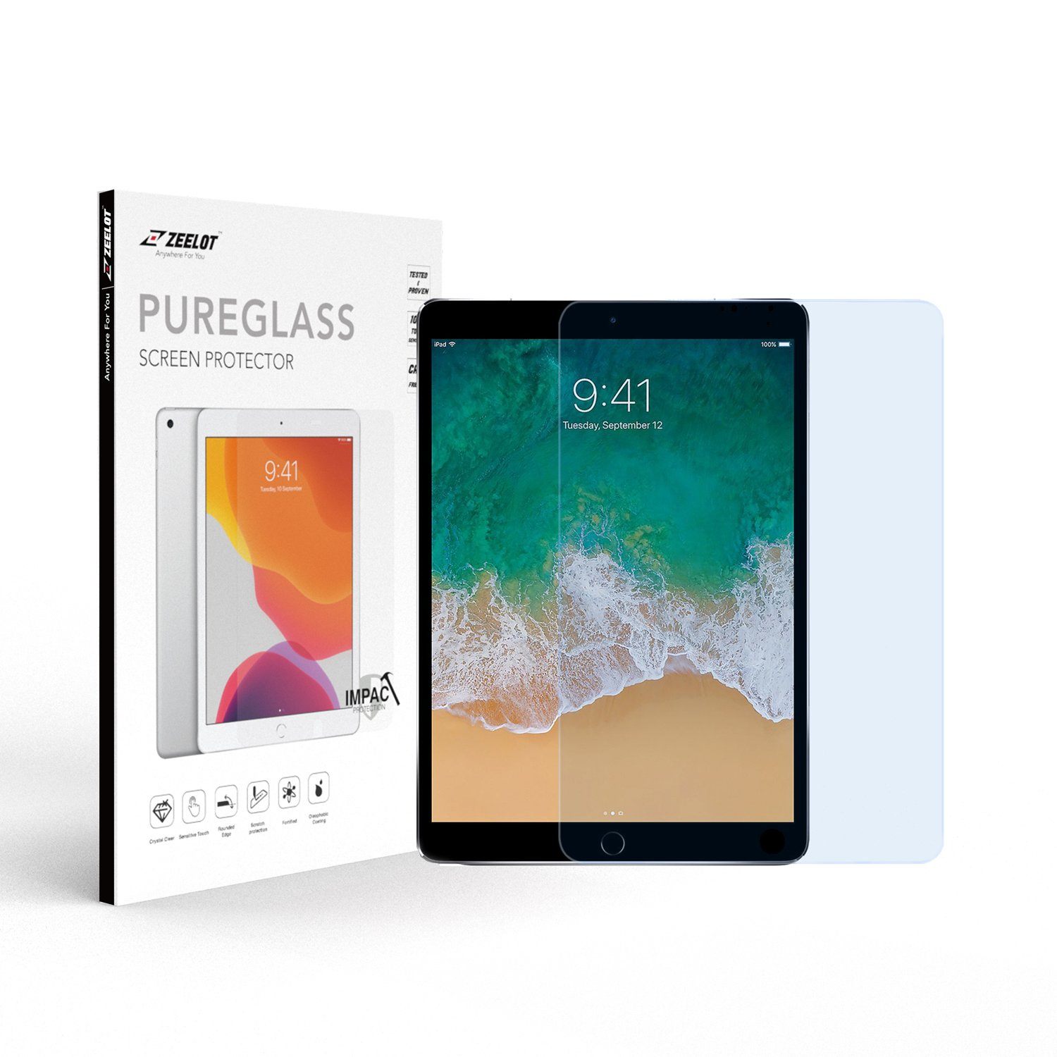 ZEELOT PureGlass 2.5D Tempered Glass Screen Protector for iPad Air/Pro 10.5" (2019/2017), Anti Blue Ray Default ZEELOT 