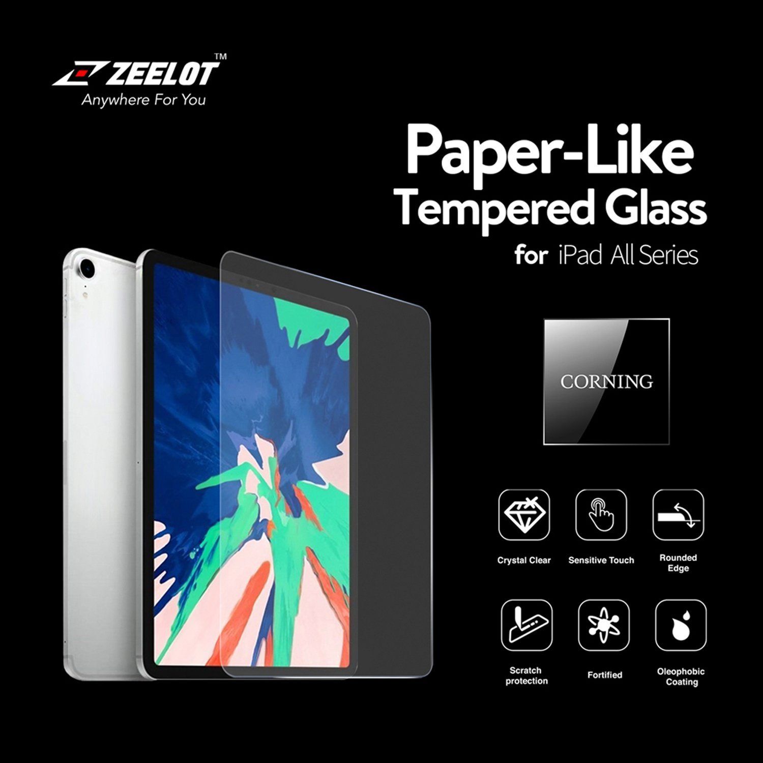 ZEELOT PureGlass 2.5D Tempered Glass Screen Protector for iPad Air/Pro 10.5" (2019/2017), Clear Tempered Glass ZEELOT 