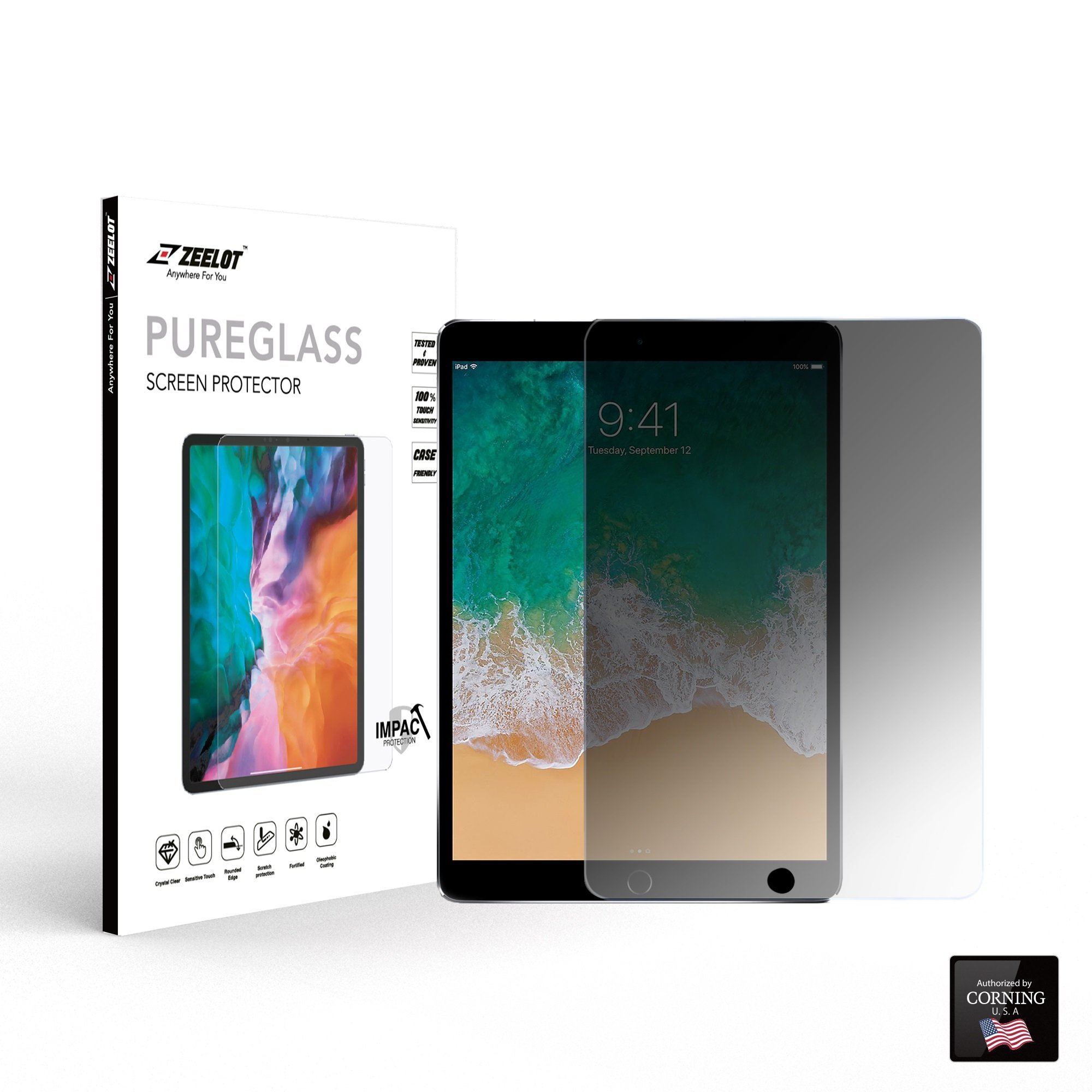 ZEELOT PureGlass 2.5D Tempered Glass Screen Protector for iPad Air/Pro 10.5" (2019/2017), Privacy Default ZEELOT 