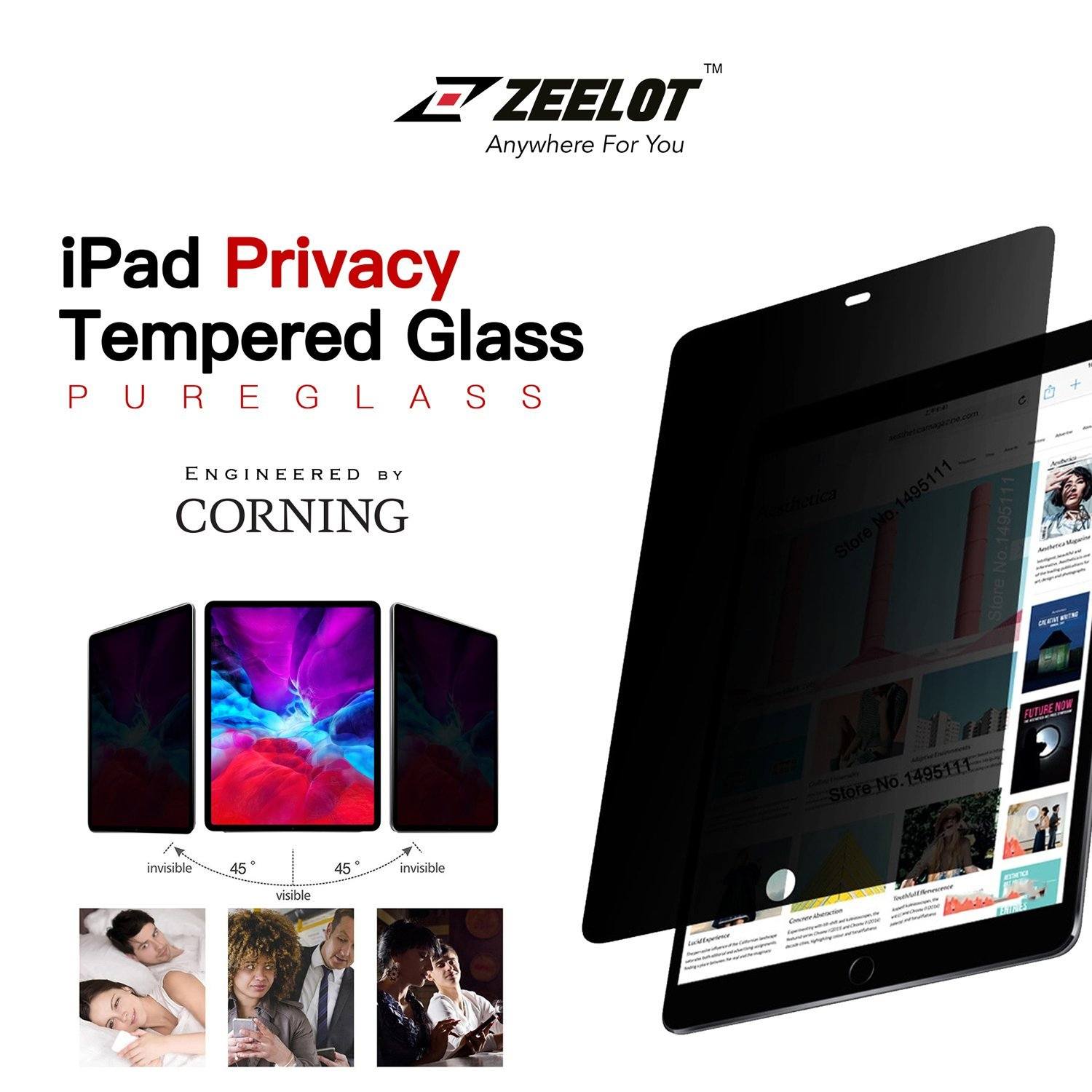 ZEELOT PureGlass 2.5D Tempered Glass Screen Protector for iPad Mini 5/4 7.9" (2019-2015), Privacy Default ZEELOT 