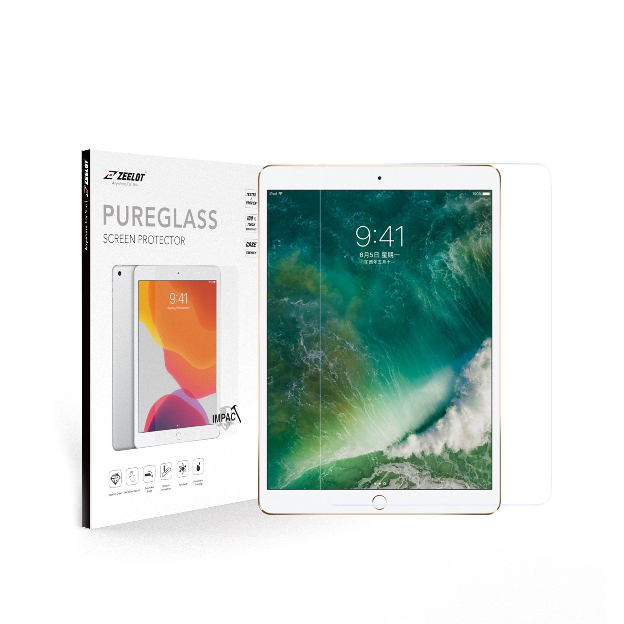 ZEELOT PureGlass 2.5D Tempered Glass Screen Protector for iPad Pro 12.9" (2017/2015), Clear Tempered Glass ZEELOT 