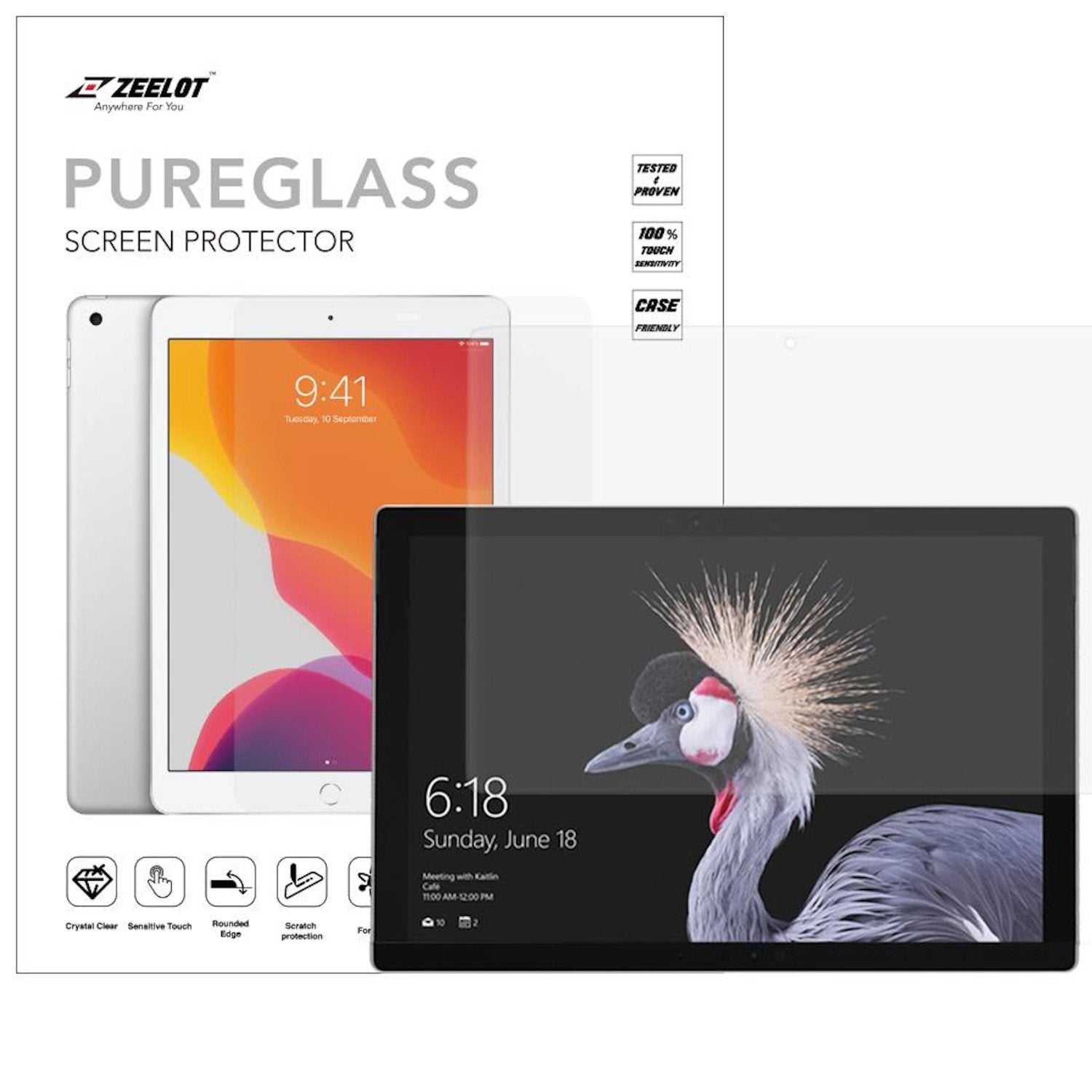 ZEELOT PureGlass 2.5D Tempered Glass Screen Protector for Microsoft Surface Pro 4/5, Clear Tempered Glass ZEELOT 