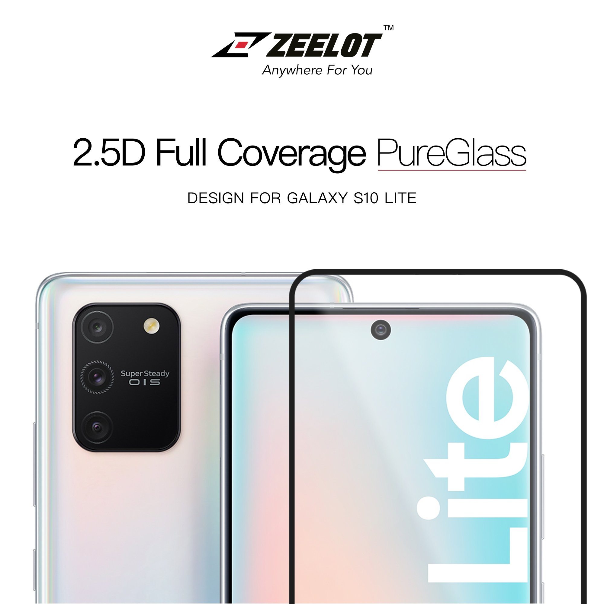 ZEELOT PureGlass 2.5D Tempered Glass Screen Protector for Samsung Galaxy S10 Lite, Clear S10 Lite Glass ZEELOT 