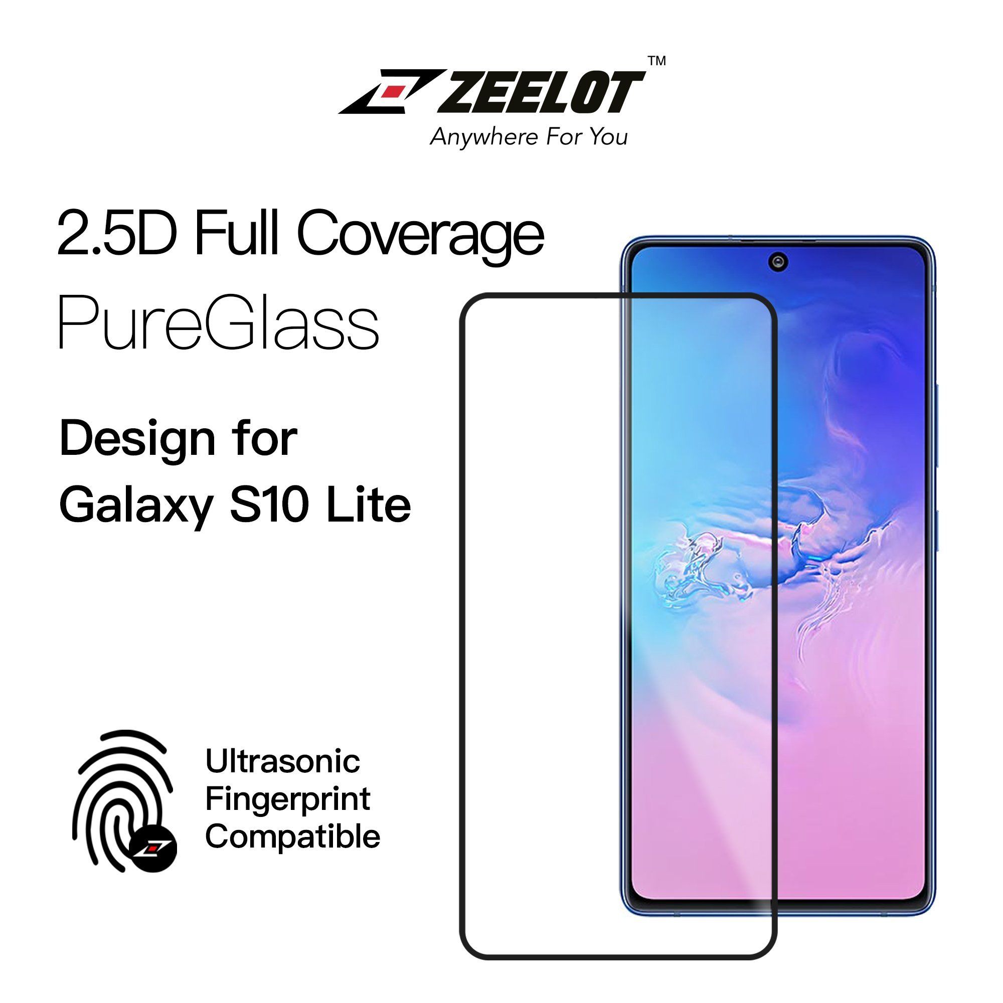 ZEELOT PureGlass 2.5D Tempered Glass Screen Protector for Samsung Galaxy S10 Lite, Clear S10 Lite Glass ZEELOT 