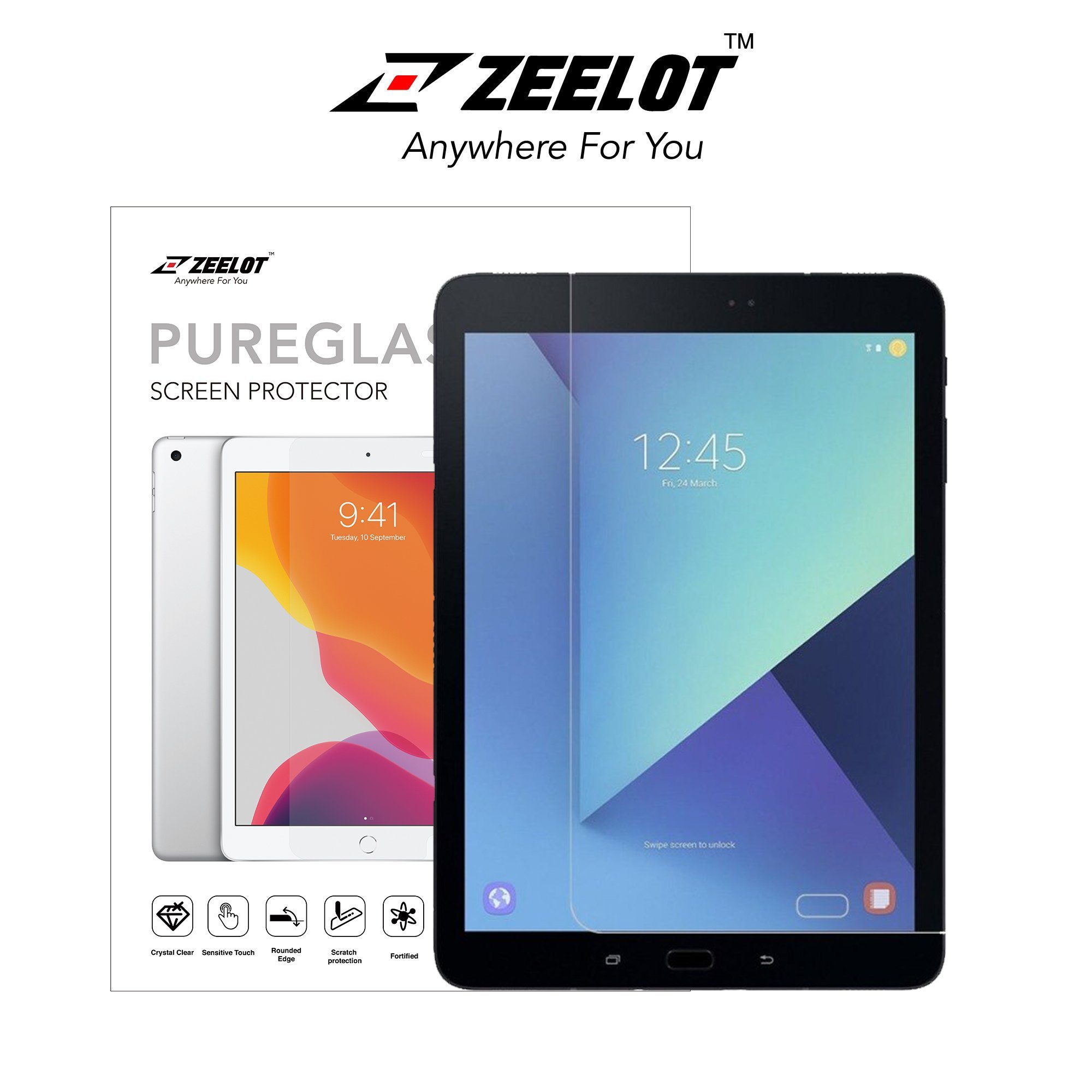 ZEELOT PureGlass 2.5D Tempered Glass Screen Protector for Samsung Galaxy Tab S3 9.7" (2017), Clear Tempered Glass ZEELOT 
