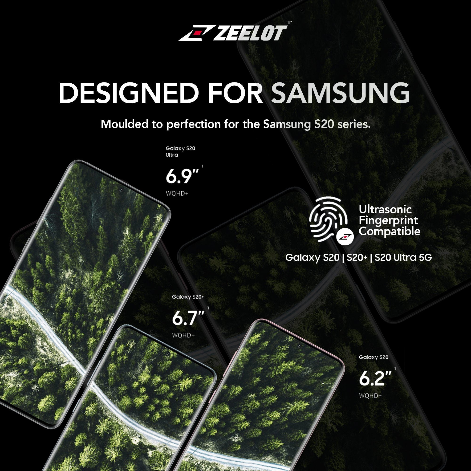 ZEELOT PureGlass 3D Anti Blue LOCA Corning Tempered Glass Screen Protector for Samsung Galaxy S20+ Anti-Blue Ray Loca Glue Zeelot 