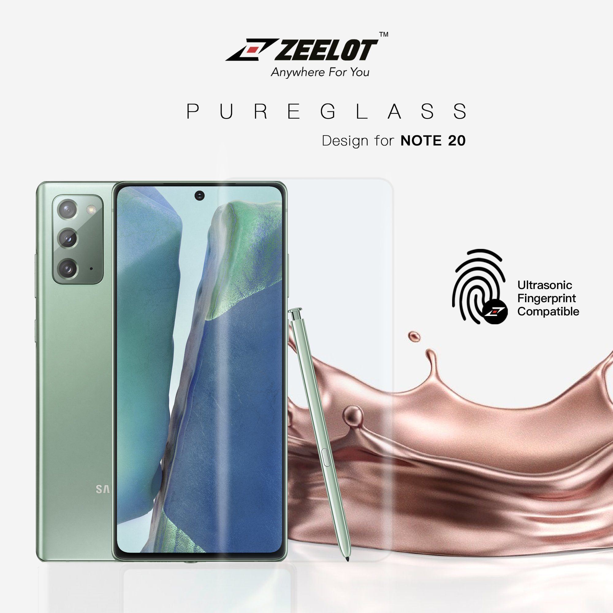 ZEELOT PureGlass 3D LOCA Tempered Glass Screen Protector for Samsung Galaxy Note 20, Clear Note 20 ZEELOT 