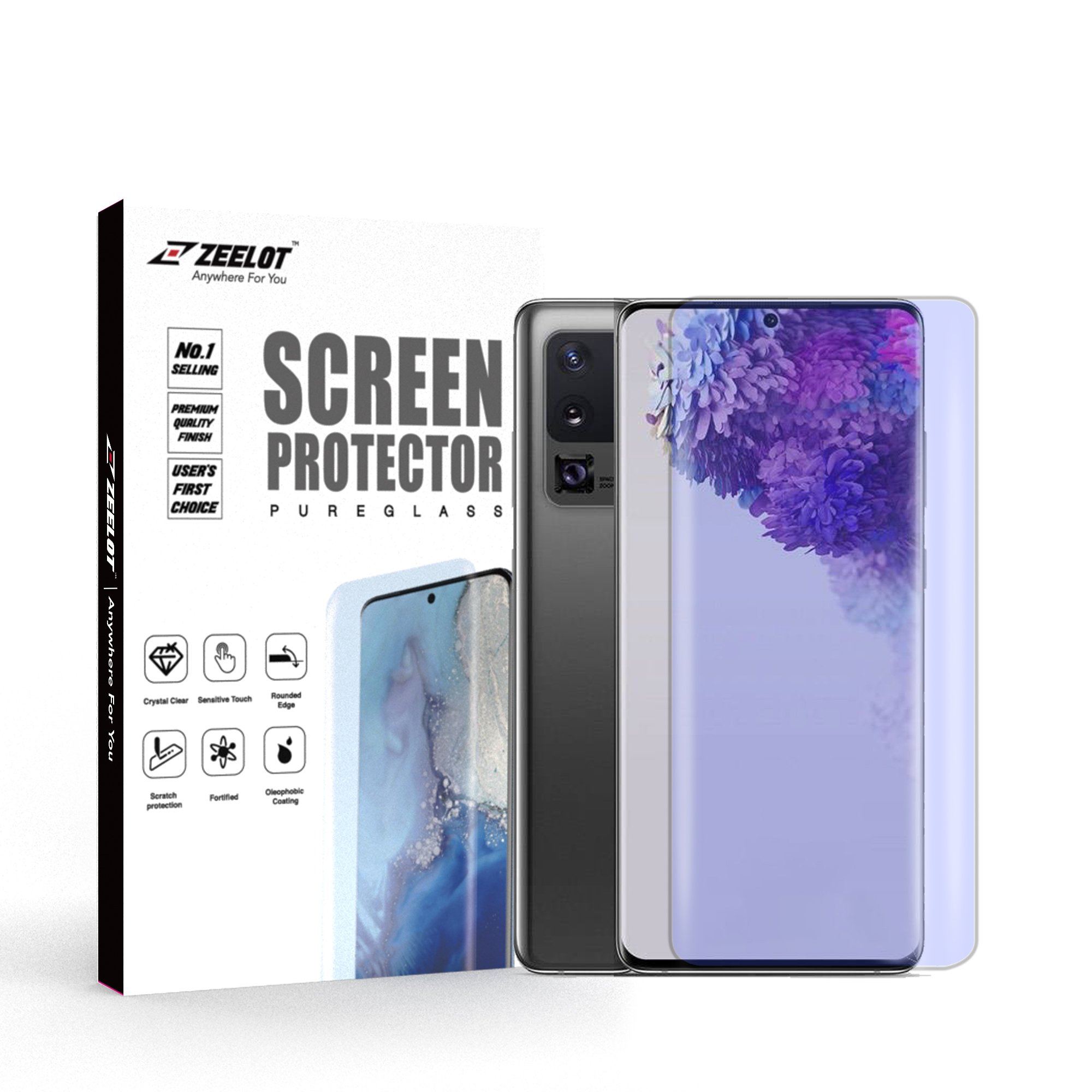 ZEELOT PureGlass 3D LOCA Tempered Glass Screen Protector for Samsung Galaxy S20 Ultra, Anti Blue Ray Anti-Blue Ray Loca Glue ZEELOT 