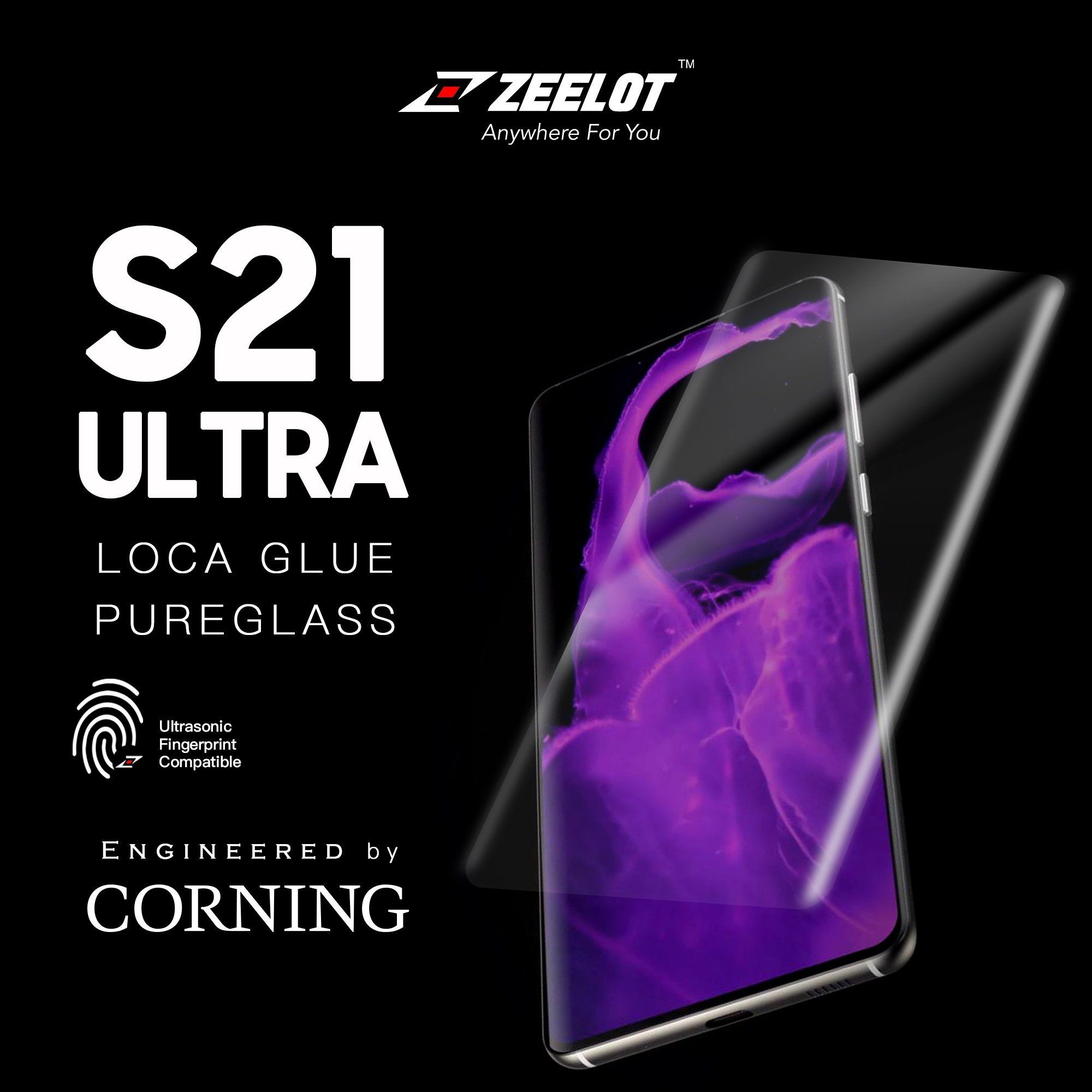 ZEELOT PureGlass 3D LOCA Tempered Glass Screen Protector for Samsung Galaxy S21 Ultra, Clear S21 ZEELOT 