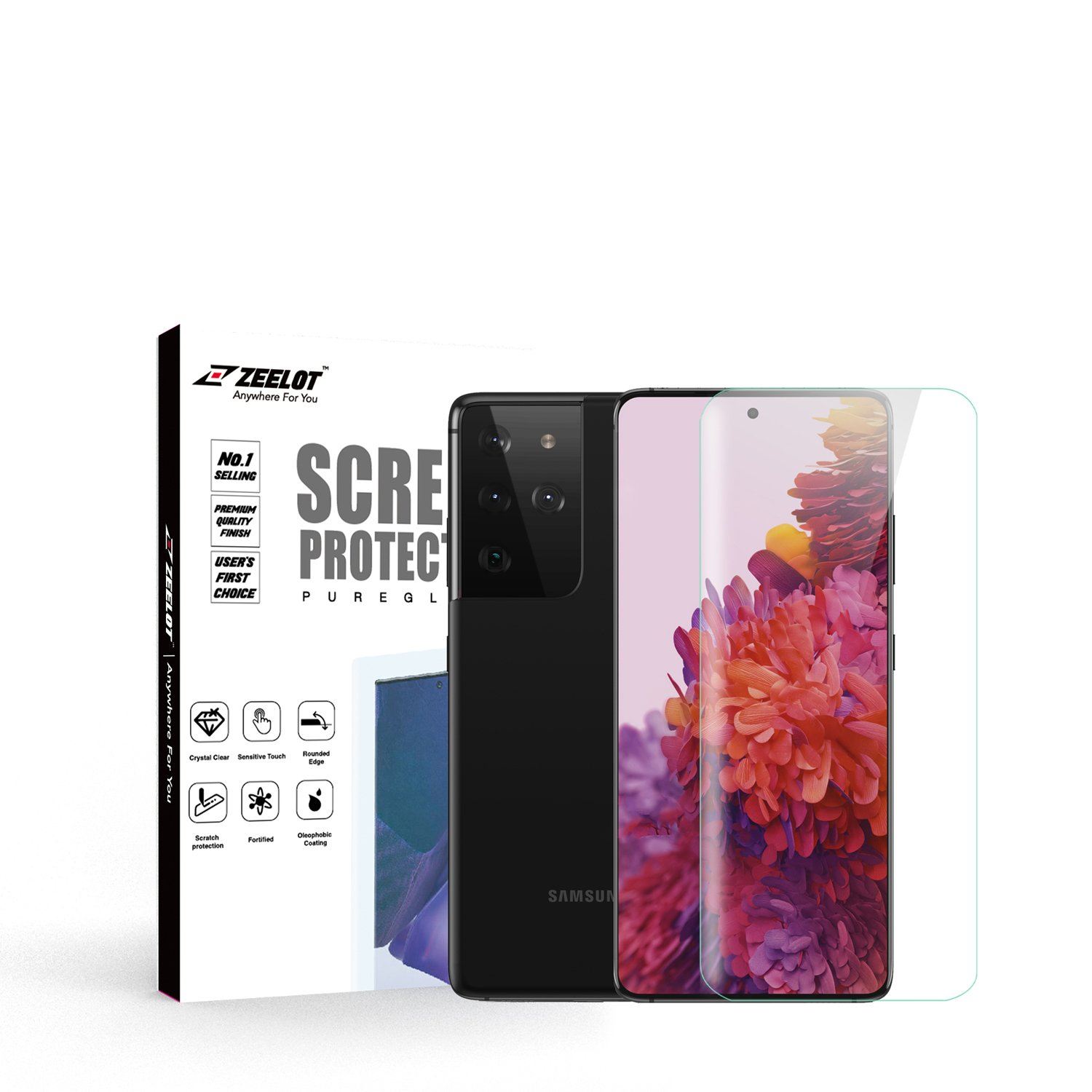 ZEELOT PureGlass 3D LOCA Tempered Glass Screen Protector for Samsung Galaxy S21 Ultra, Matte S21 ZEELOT 