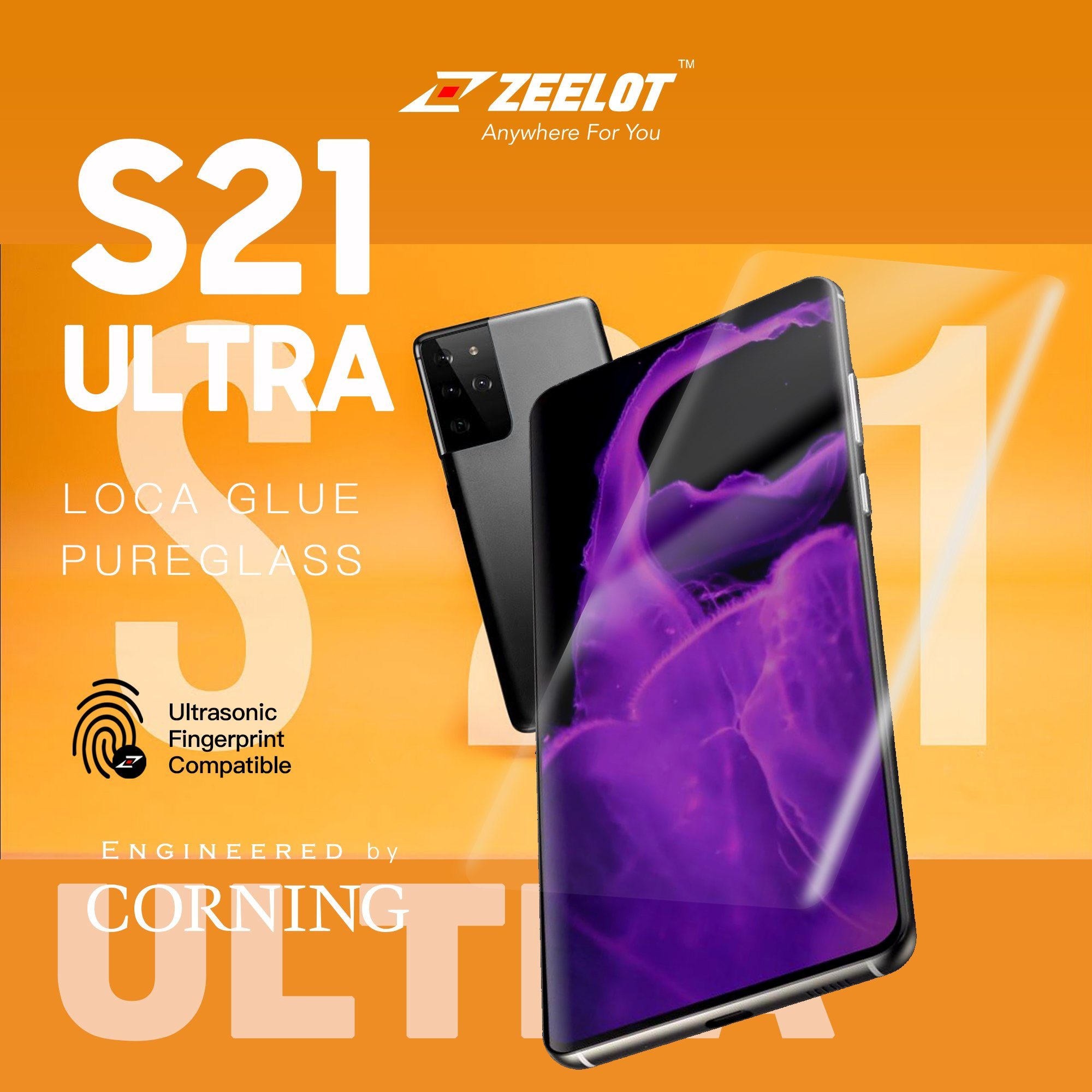 ZEELOT PureGlass 3D Matte LOCA Corning Tempered Glass for Samsung Galaxy S21 Ultra S21 Zeelot 