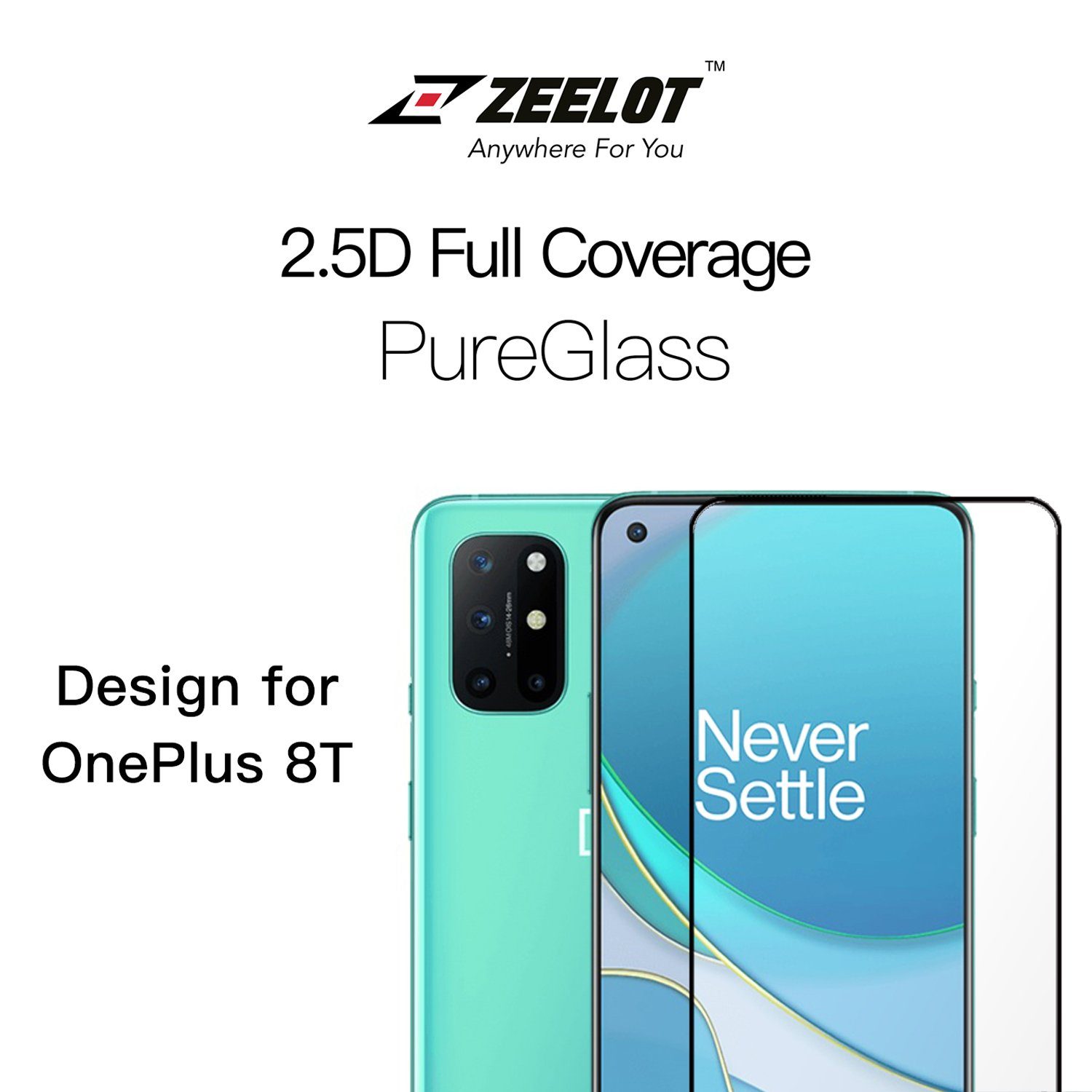 ZEELOT PureShield 2.5D Tempered Glass Screen Protector for Oneplus 8T, Clear Oneplus 8T ZEELOT 